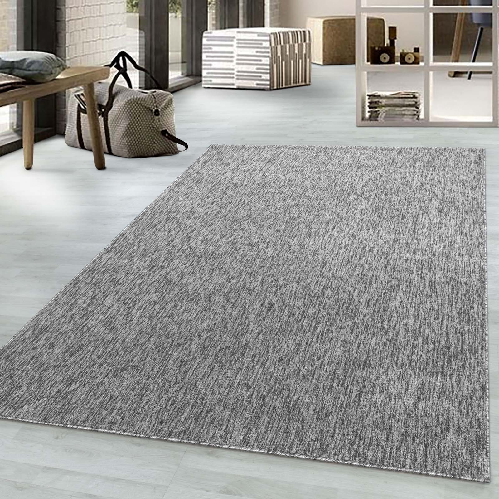 TaraCarpet mm, modern rechteckig, Teppich Teppich robustes Flachgewebe TaraCarpet, Schlafzimmer cm Osaka hellgrau 080x150 Esszimmer einfarbig uni, Wohnzimmer h.grau 7 Höhe: