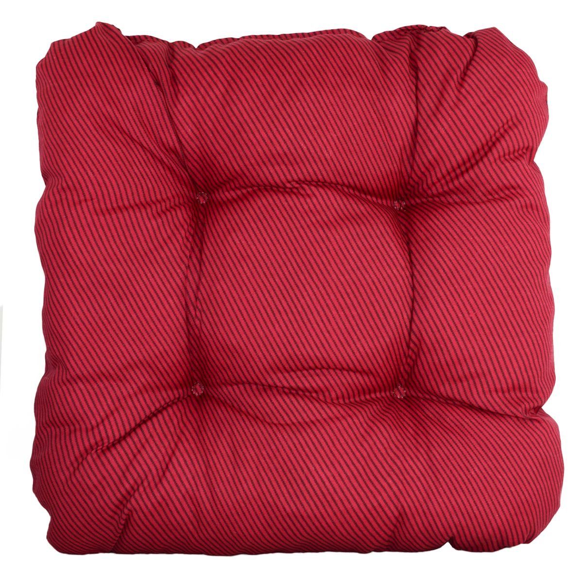 Marabellas Shop Rot-Gestreift 4-Punkt-Steppung Sitzkissen Farben 38x38x8 in 4-Punkt-Steppung Deko, mit Sitzkissen 14 cm Stuhlkissen