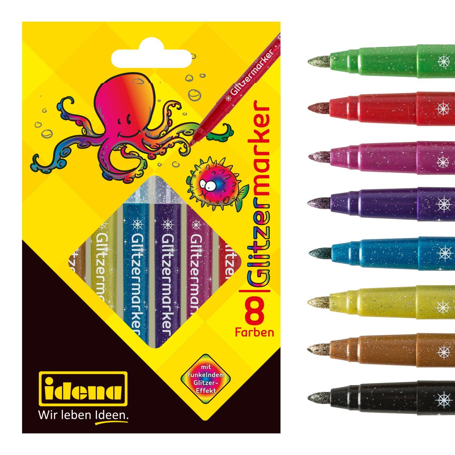 Idena Marker Idena 60053 - Glitzermarker, 8er Etui, in sortierten Farben