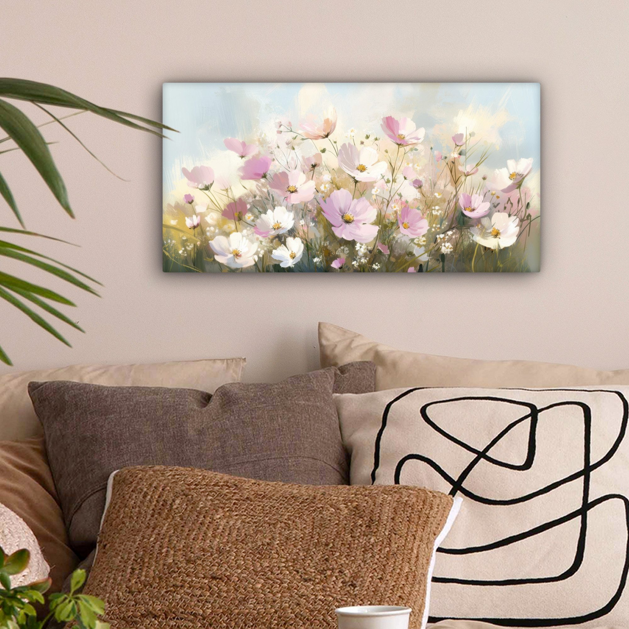 OneMillionCanvasses® Leinwandbild Panorama Blumenfeld - Helle günstig online kaufen