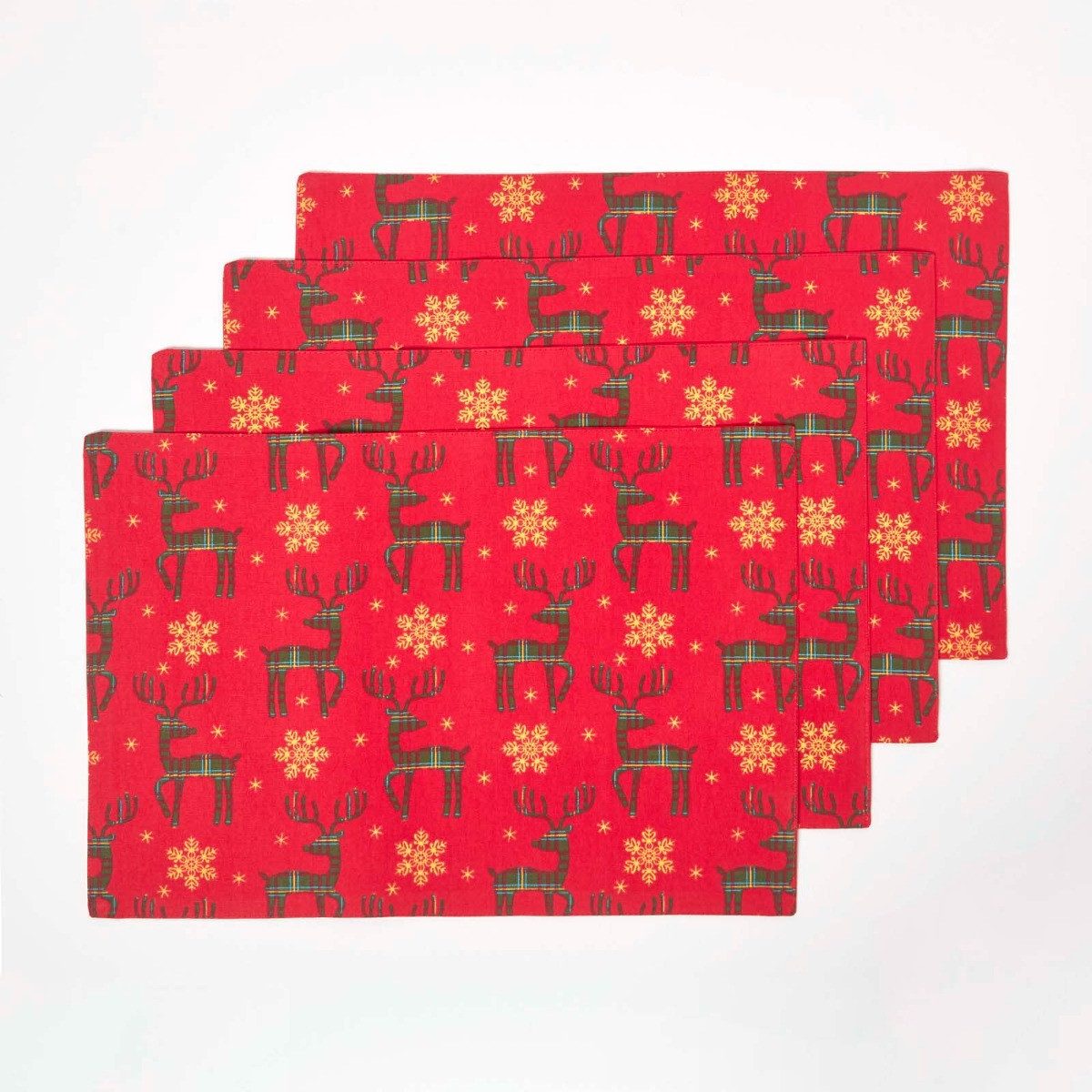 Platzset, Weihnachts-Tischset Rentier, rot, 4er Set, Homescapes