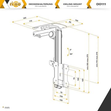 RICOO D0111 TV-Deckenhalterung, (bis 33 Zoll, für Decke Dachschräge drehbar klappbar schwenkbar Monitor Deckenhalter)