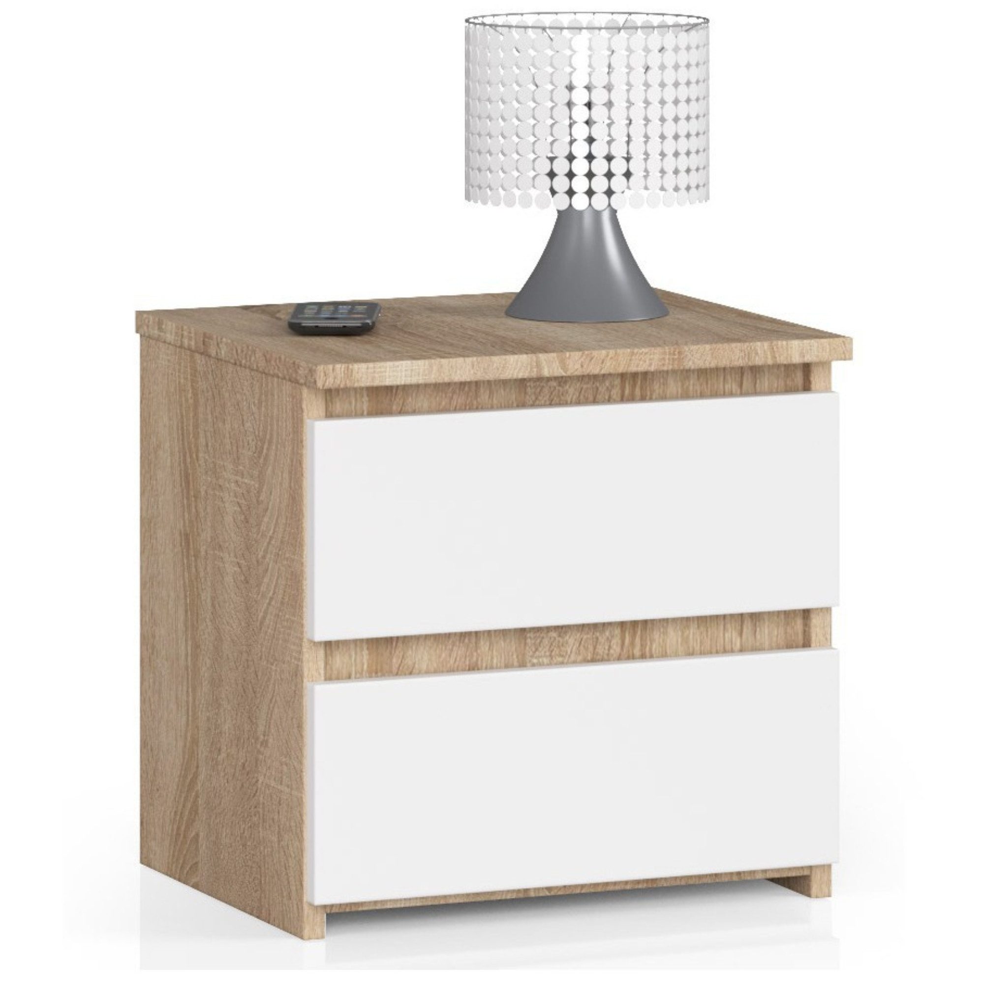 Home Collective Kommode 40 cm breit Holz Highboard Sideboard für Flur Schlafzimmer Wohnzimmer (Mehrzweckschrank Schrank schmal Kommode Schlafzimmer mit Schubladen), Kinderzimmer Organizer, 40 cm hoch mit 2 Schubladen sonoma Eiche-weiß