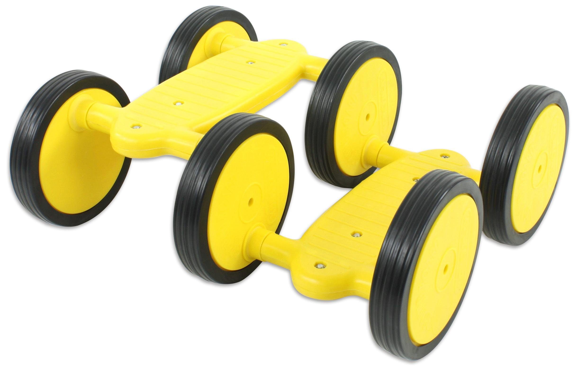Betzold Sport Gleichgewichtstrainer Maxi-Roller mit 6 Rollen - Kinderfahrzeug Geschicklichkeit, Belastbar bis 100 kg gelb
