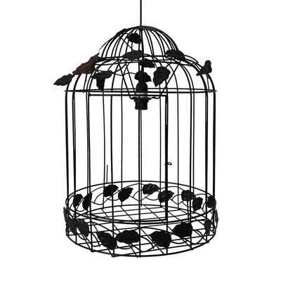 Grafelstein Hängeleuchte BIRDY schwarz braun Vogelkäfig Deckenlampe mit Blättern und Vögeln