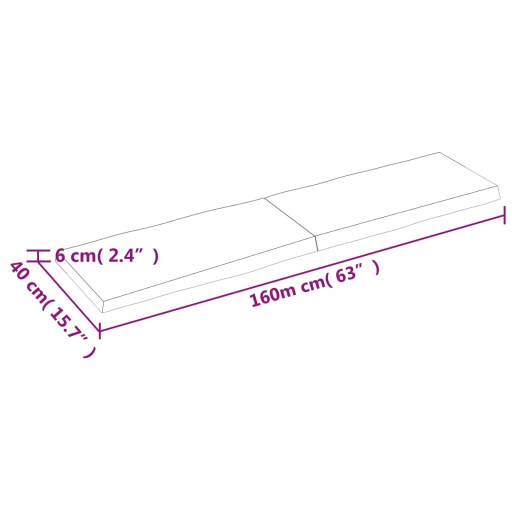 furnicato Massivholz 160x40x(2-6) (1 Behandelt cm Tischplatte Baumkante St)