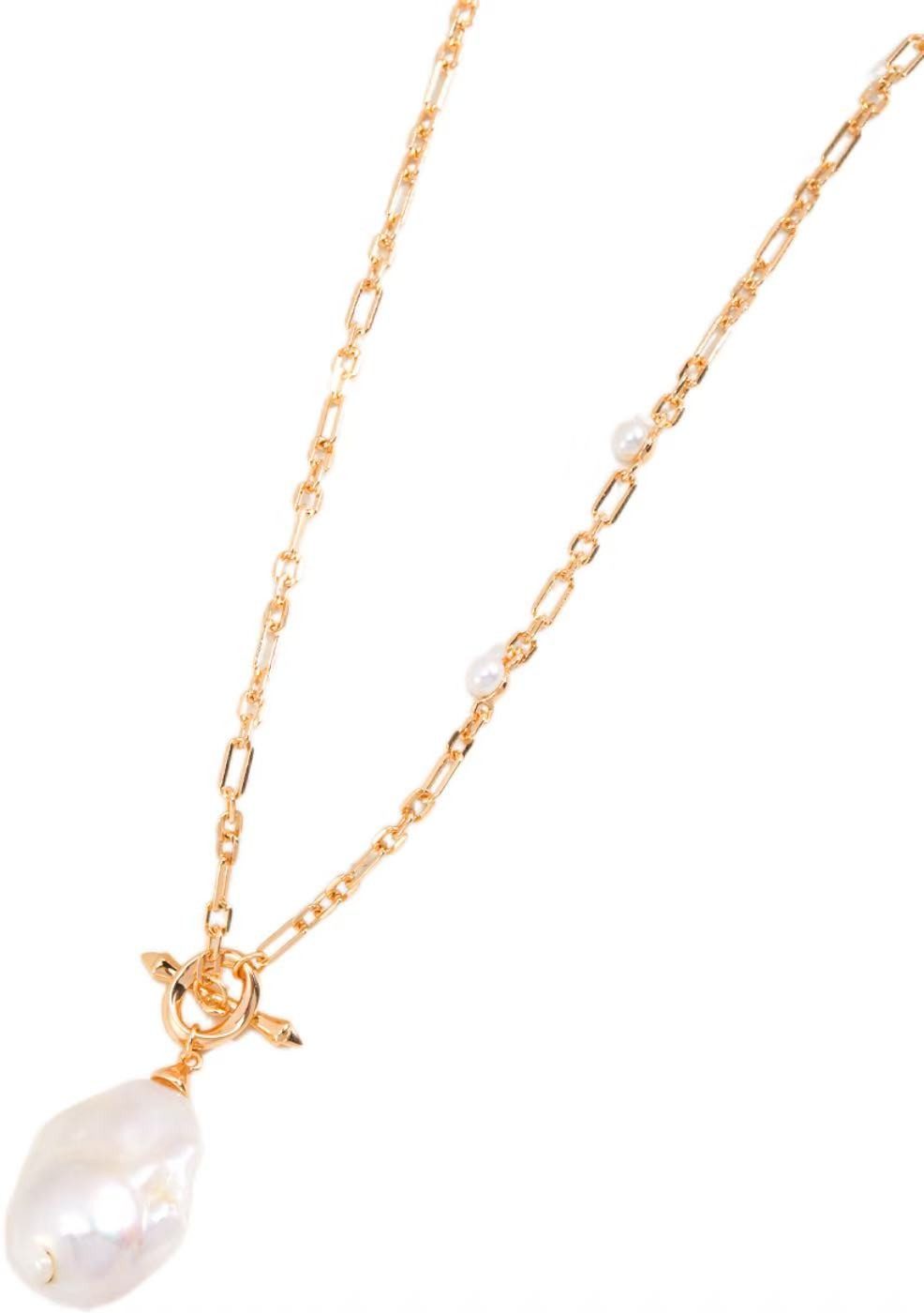 Jumpeak Kette mit Anhänger Lange Perlenkette im Barockstil, Kette aus 925er Silber, 18K vergoldet, Geschenk erstkommunion,Tochter geschenk, Geschenk für frau