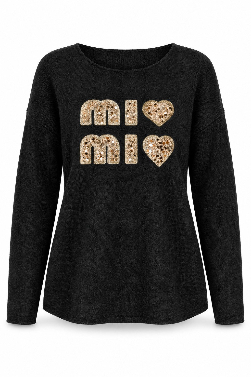 ITALY VIBES Strickpullover - Modischer Feinstrickpullover mit Strass und Pailletten für Damen ONE SIZE - passend für Größen S bis L