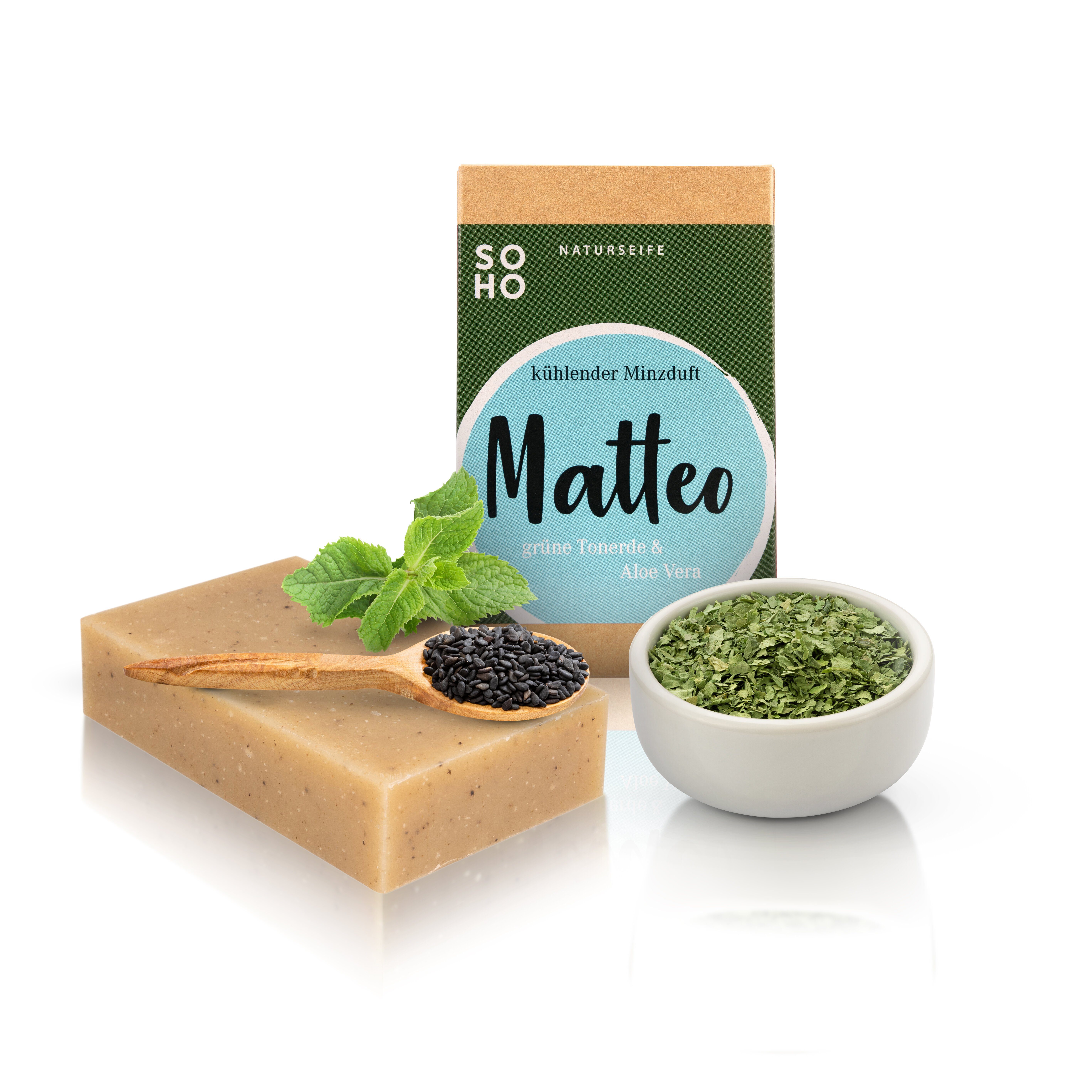 SOHO Naturkosmetik Gesichtsseife MATTEO Aloe Vera & Grüne Tonerde