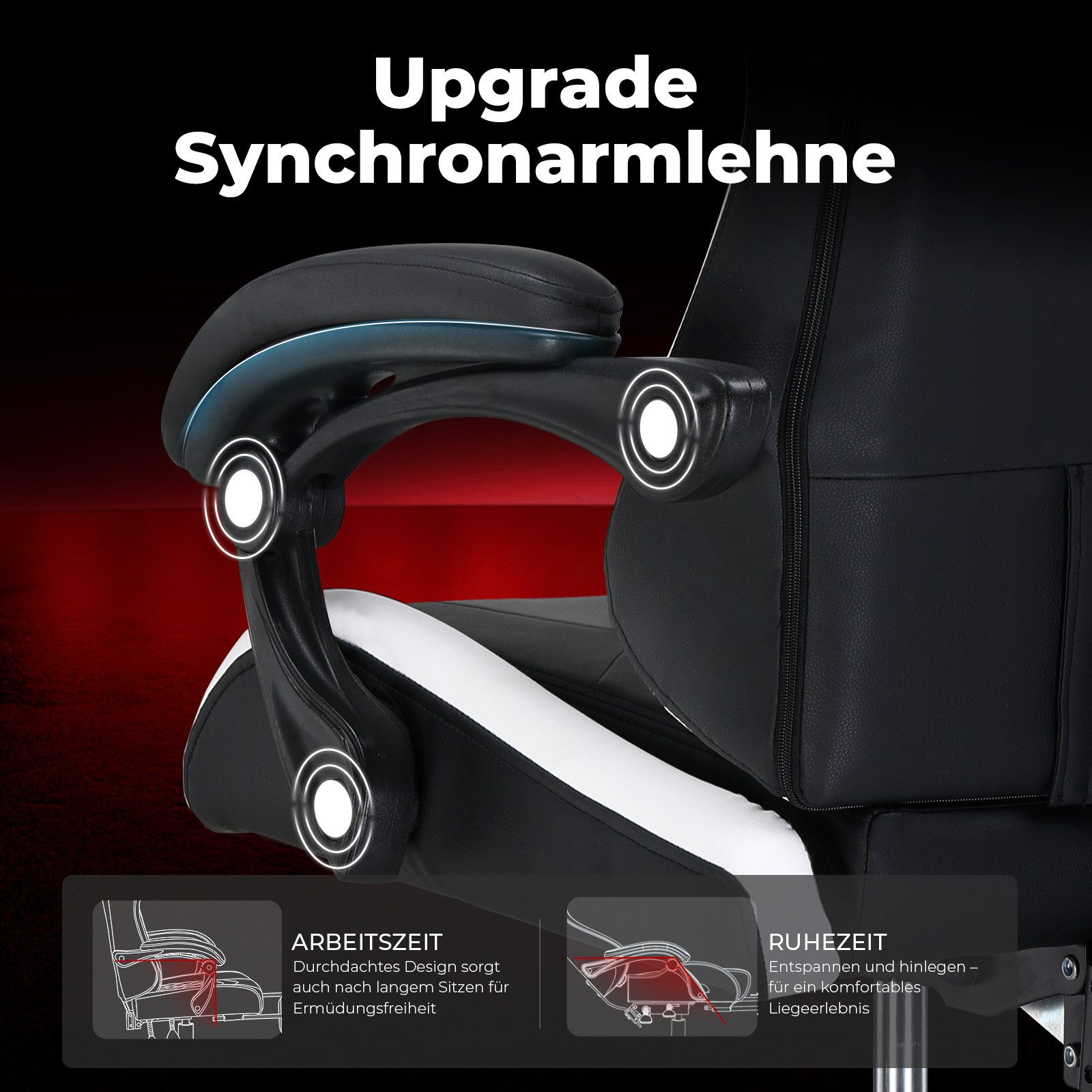 GTPLAYER Gaming-Stuhl Bürostuhl Ergonomischer, Gaming Chair Gaming Sessel, verstellbare Kopfstütze und Lendenwirbelstütze