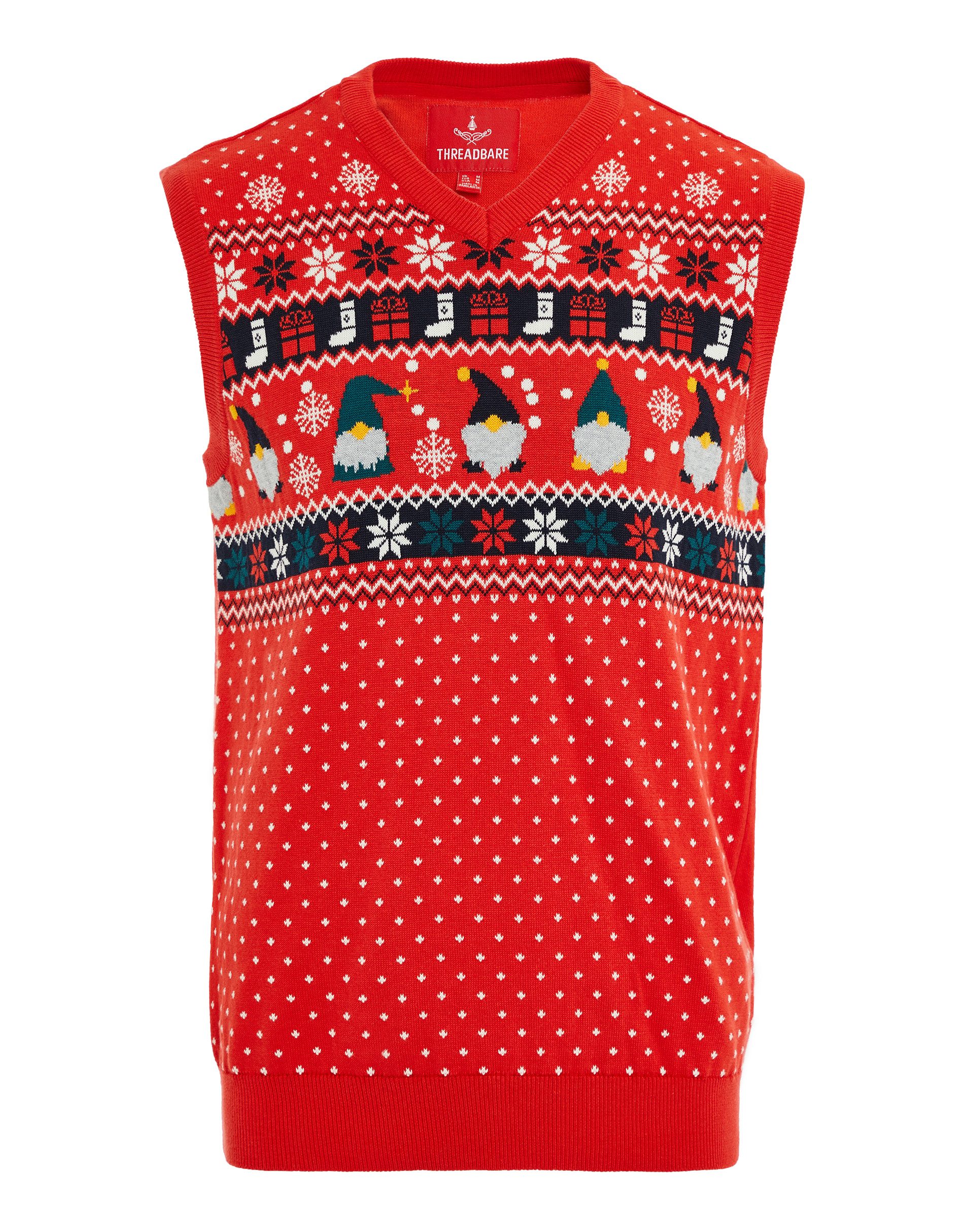 Threadbare Fleeceweste THB Xmas Knitted Vest Montana mit weihnachtlichem Motiv