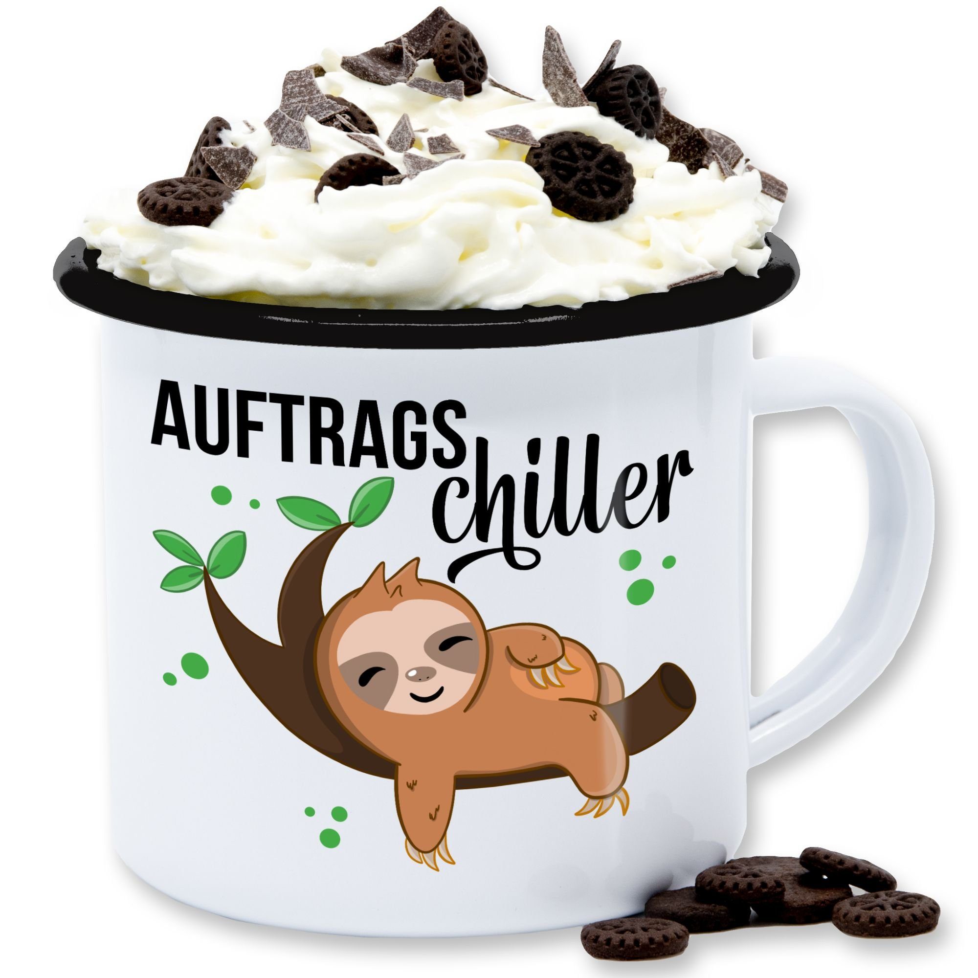 Shirtracer Tasse Auftragschiller mit Faultier schwarz, 1-tlg., Stahlblech, Statement Sprüche