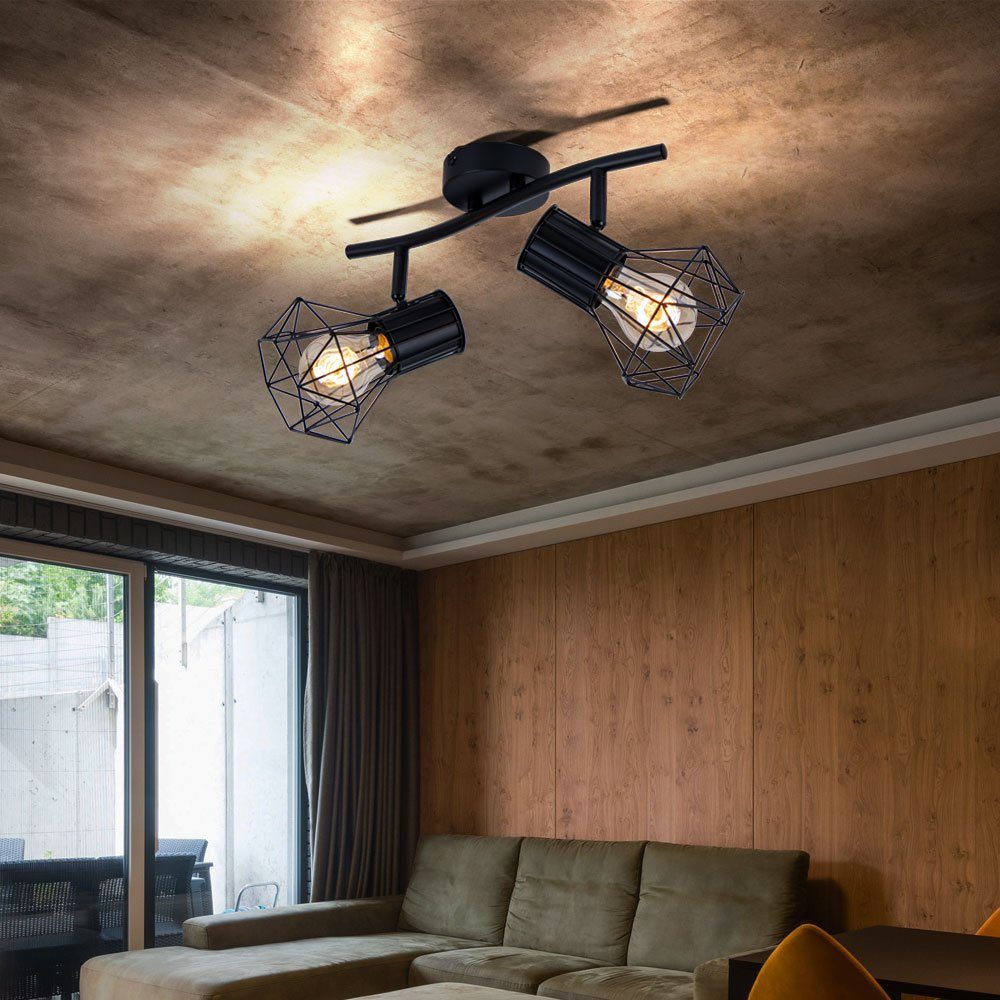 etc-shop LED Deckenleuchte, Leuchtmittel nicht Licht-Schiene Ess Zimmer Leuchte Decken Käfig verstellbar Lampe Spots inklusive