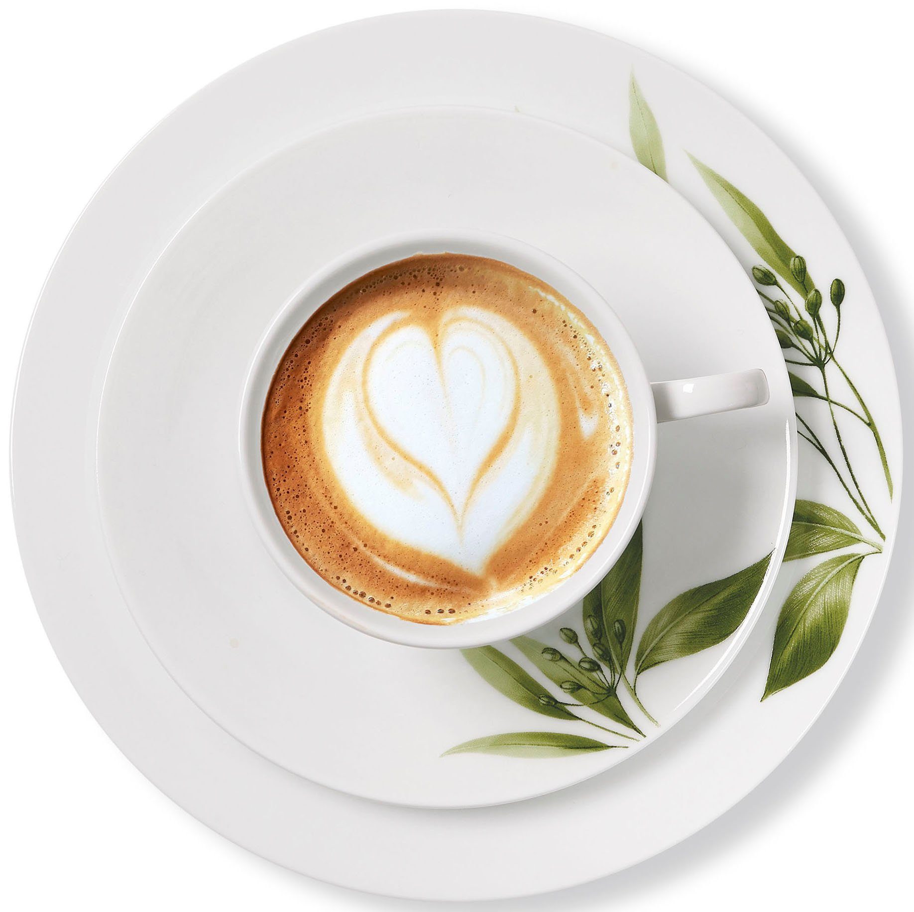 Ritzenhoff & Breker Kaffeeservice Evora (18-tlg), 6 Personen, Porzellan, Geschirr-Set mit Botanik-Motiv