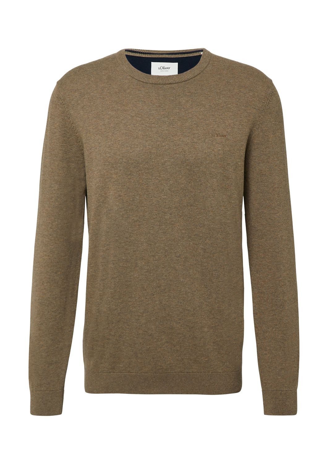 s.Oliver Rundhalspullover Basic (1-tlg) Feinstrick-Komfort mit Logo-Detail günstig online kaufen