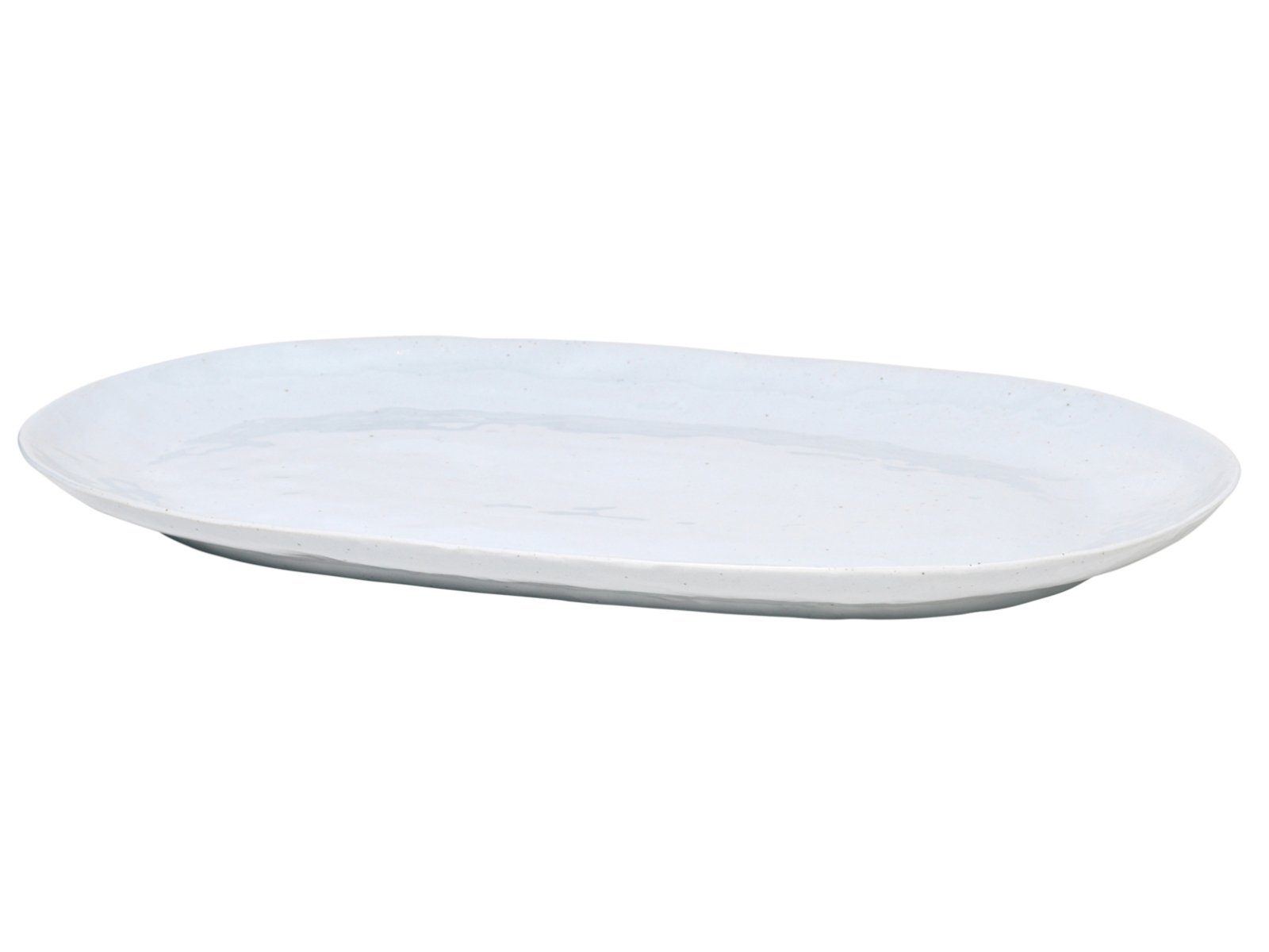 Broste Copenhagen Servierplatte Shape Soft Grey Platte 40 x 25 cm, Porzellan mit reaktiver Glasur, (Platten), Shape Teller