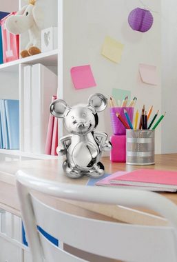 EDZARD Spardose Maus, versilberte Sparbüchse mit Anlaufschutz, Sparschwein im modernen Design, ideal als Geschenk, Höhe 19 cm