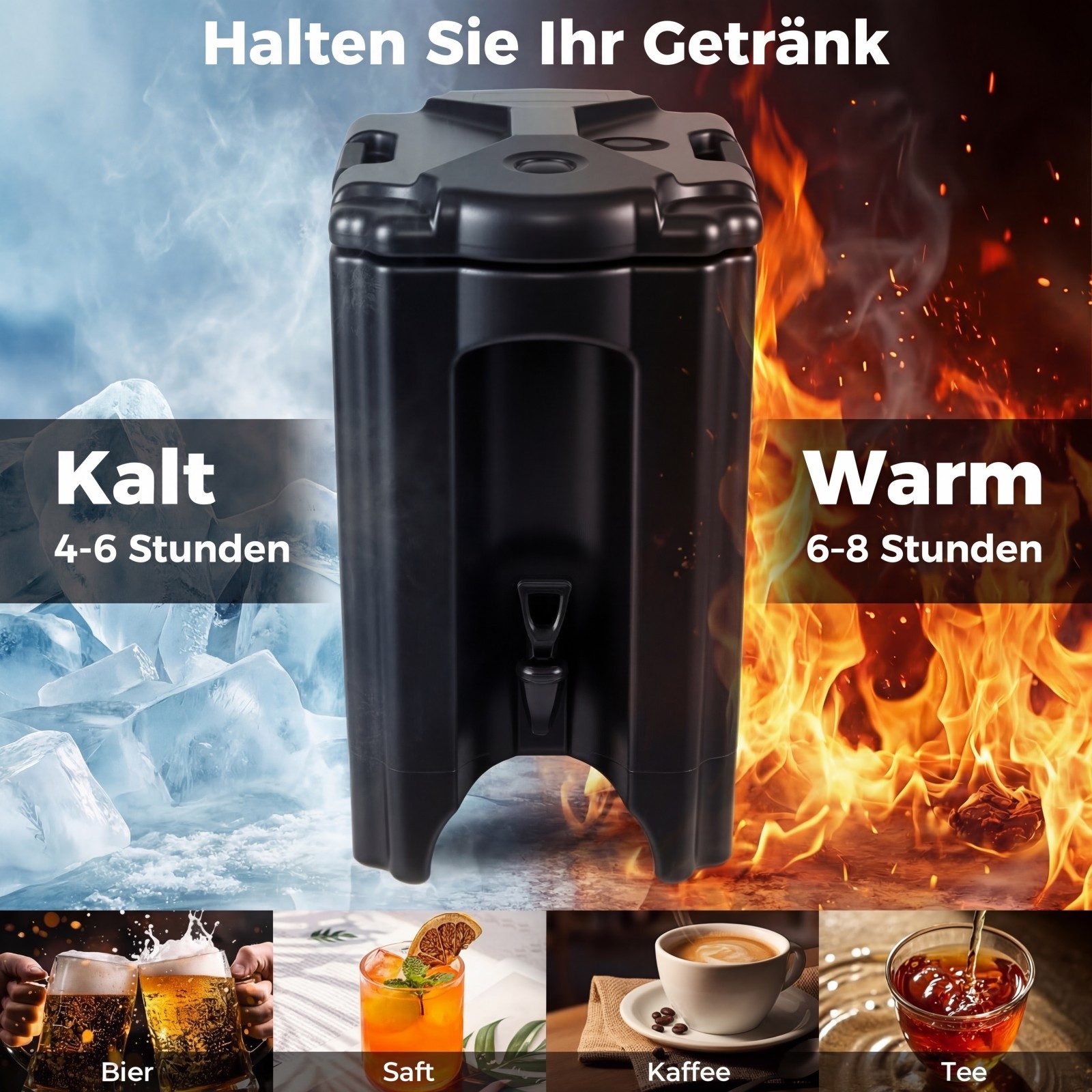 COSTWAY Getränkespender, 16,5 L Heiß- & Kaltgetränkespender, stapelbar, für Party
