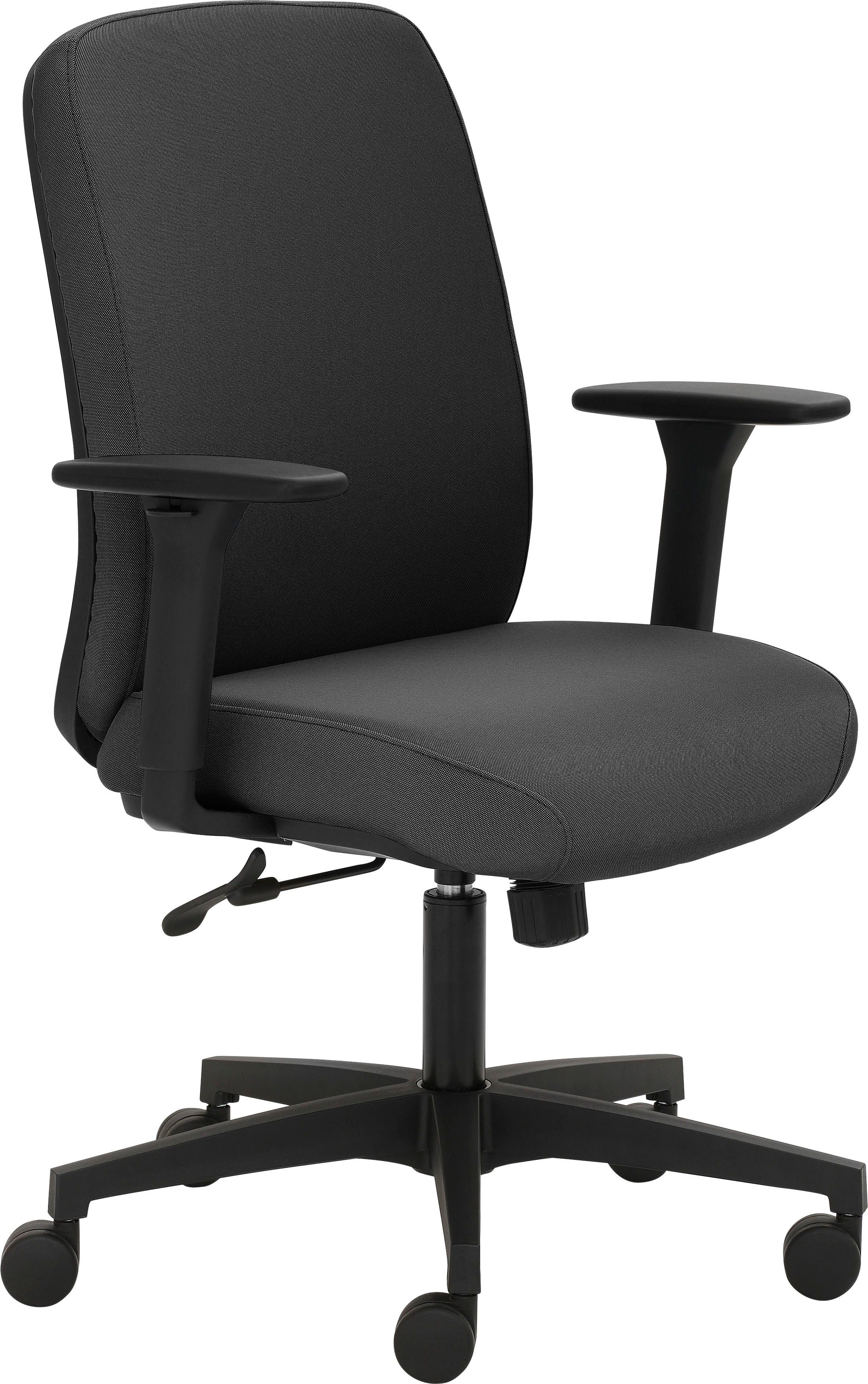 Mayer Sitzmöbel Drehstuhl 2219, GS-zertifiziert, extra starke Polsterung für maximalen Sitzkomfort Schwarz | Schwarz