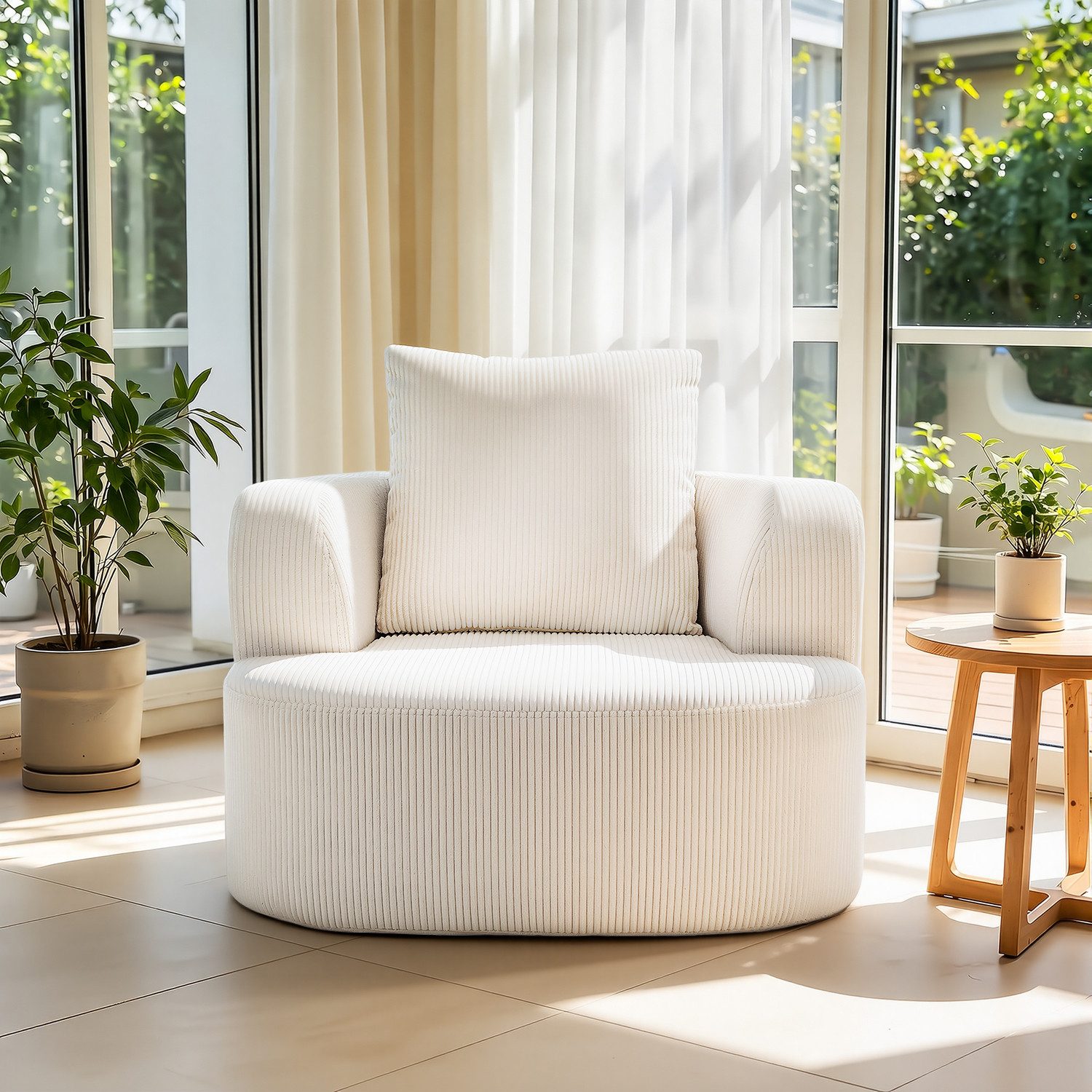 oyajia Relaxsessel Sofa aus Cord mit Armlehnen, vakuumiert, Weich und Formstabil, Für Schlafzimmer, Büro und Wohnzimmer
