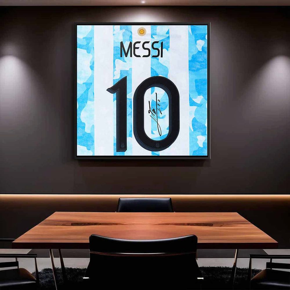 DOTCOMCANVAS® Leinwandbild Messi - Quadrat Edition, Leinwandbild Lionel Messi Fußballspieler 10 Kunstdruck Wandbild
