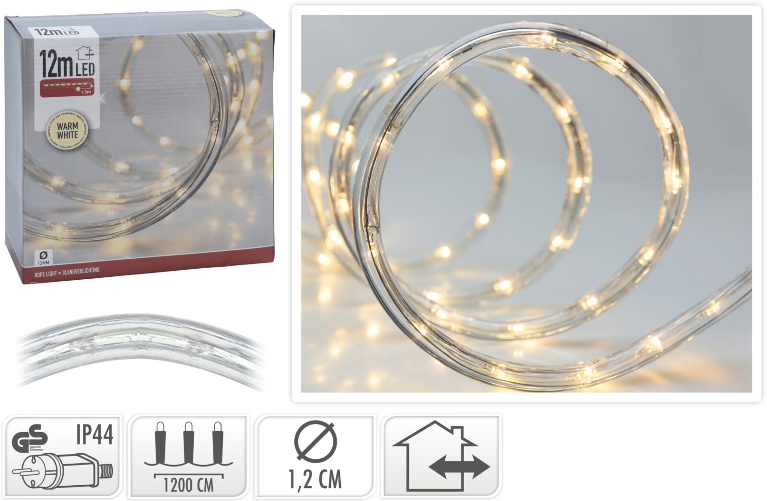 AGENCIES LED´s Transparent IMPORT XX120, 360 Warmweiß LED-Lichterschlauch SELF IP44