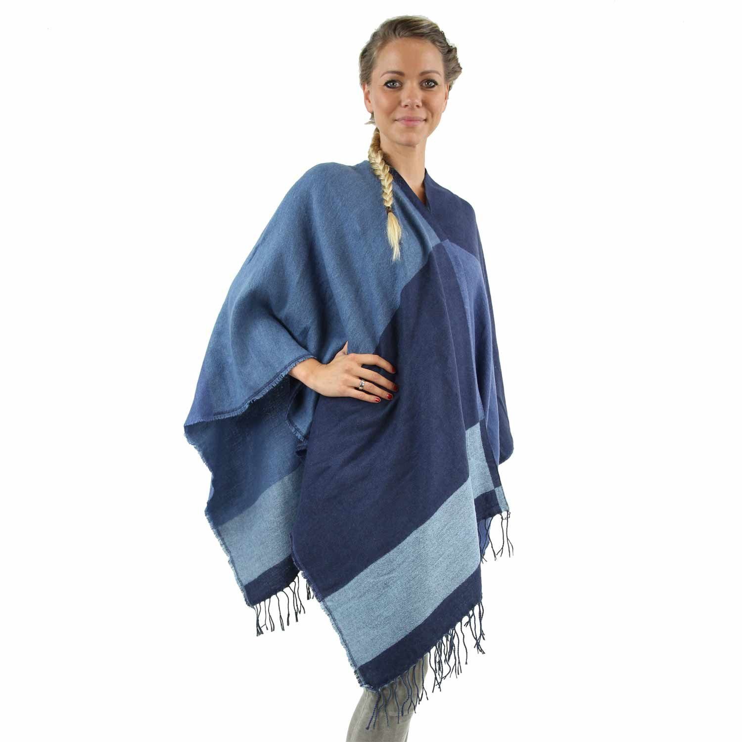 Antonio Fleeceschal Antonio Cape Poncho Schal checked blau