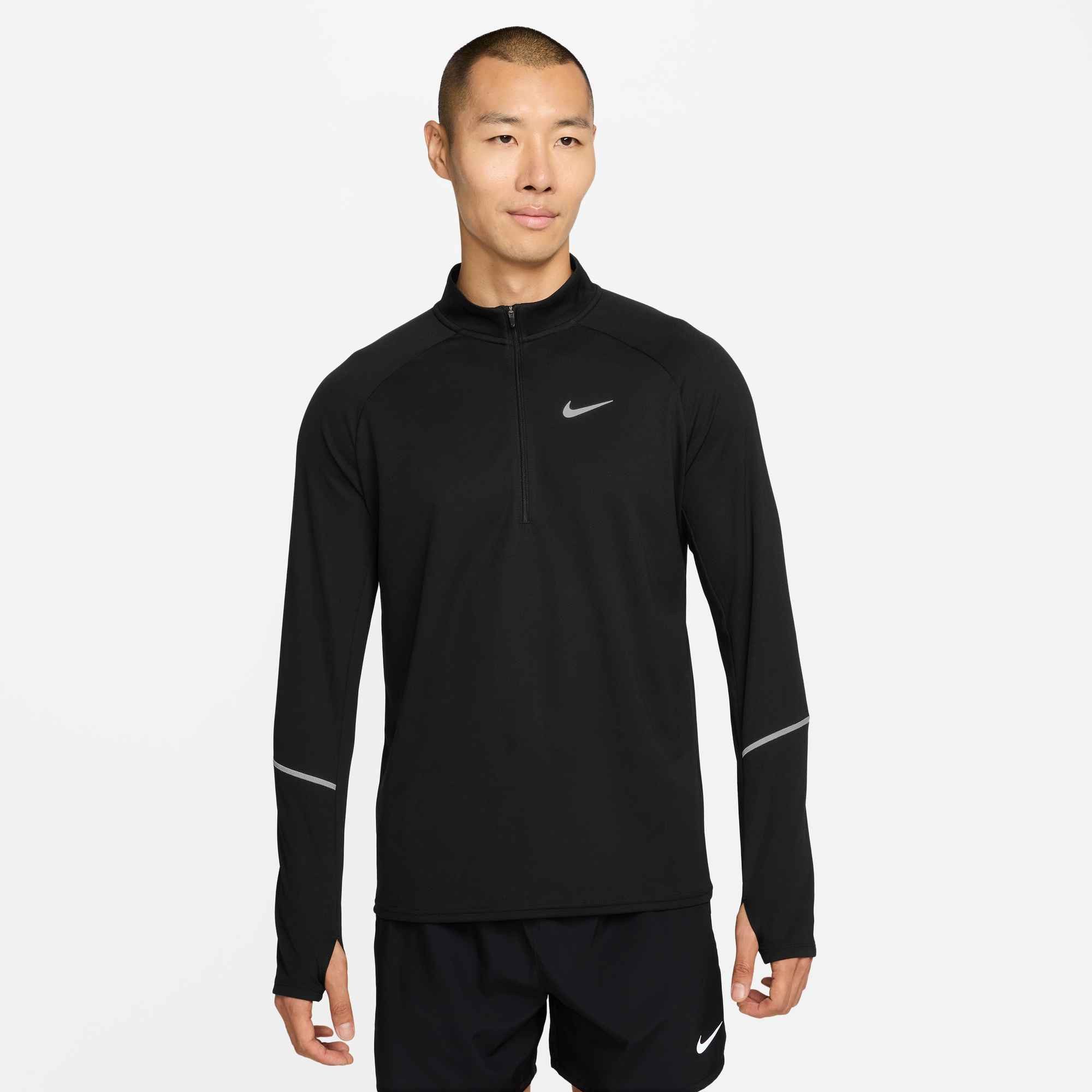 Nike Laufshirt M NK DF UV MILER TOP HZ mit Stehkragen, aus elastischer Kunstfaser, schnell trocknend