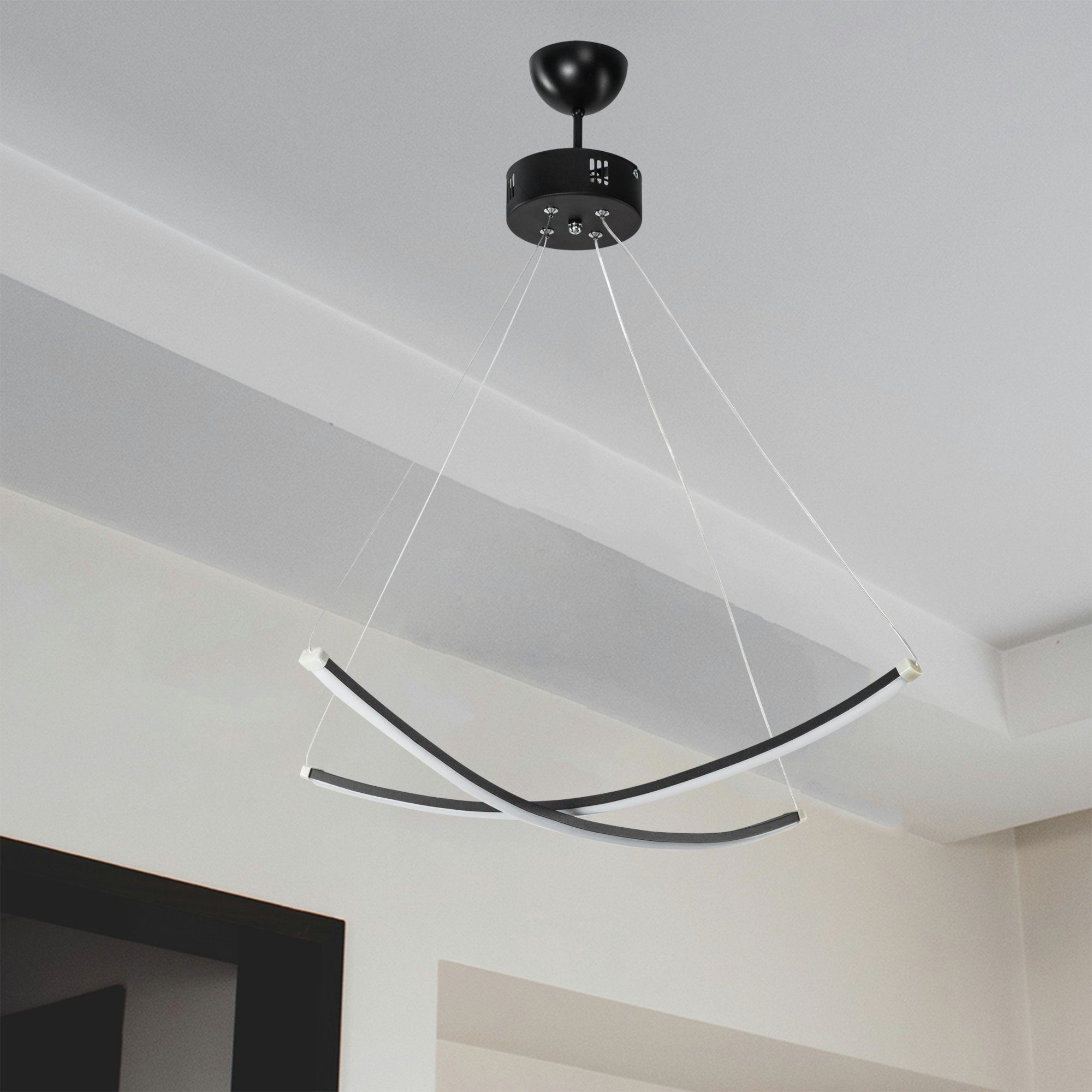 offiziell lux.pro Pendelleuchte, LED fest integriert, »Eastbourne« LED Hängelampe, 75x69cm, Schwarz/Weiß