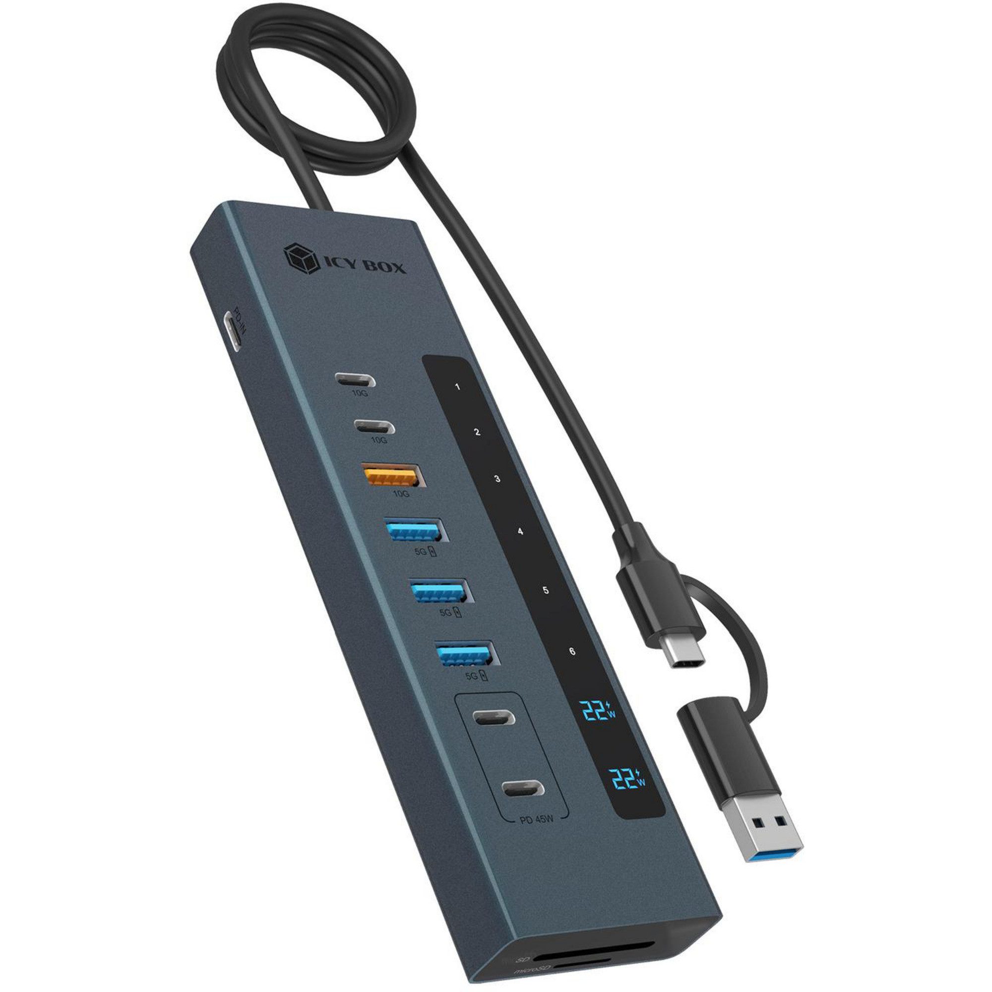 ICY BOX Laptop-Dockingstation ICY BOX IB-HUB1742CR-C2PD, Dockingstation, (USB-A