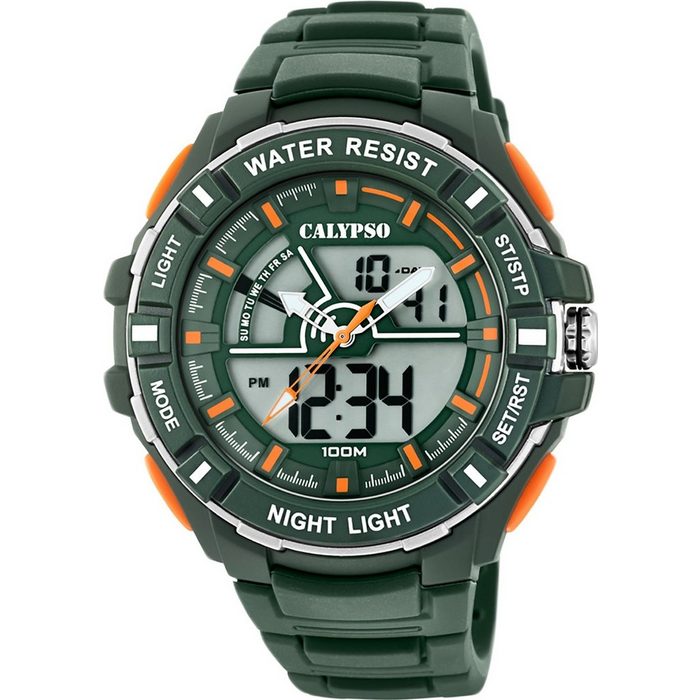 CALYPSO WATCHES Digitaluhr Calypso Herren Uhr K5769/5 (Armbanduhr) Herren Armbanduhr rund Kunststoff PUarmband grün Sport