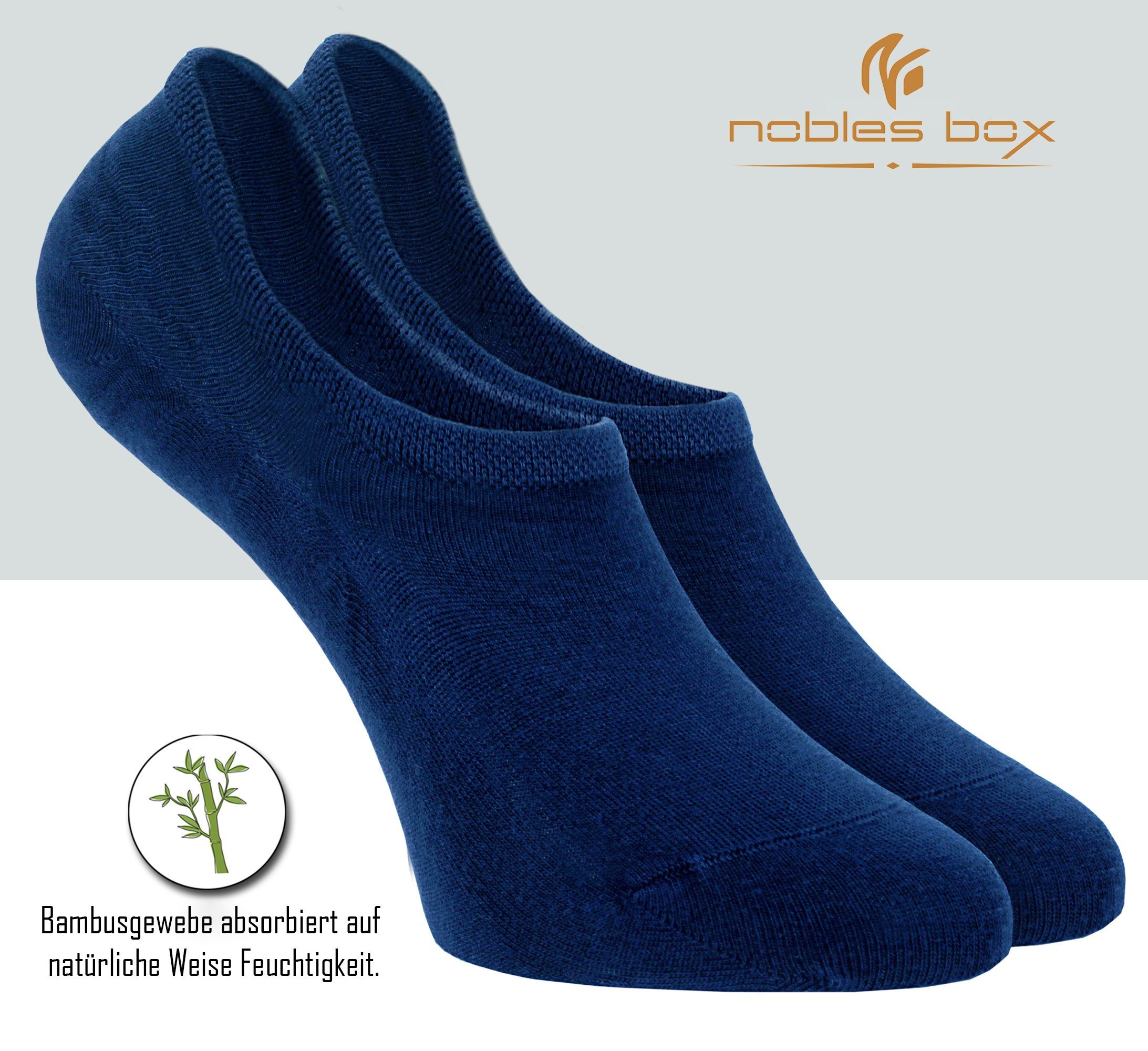 NoblesBox 6-Paar) (Box, Bambussocken No-Show Kurzsocken Blau Socken