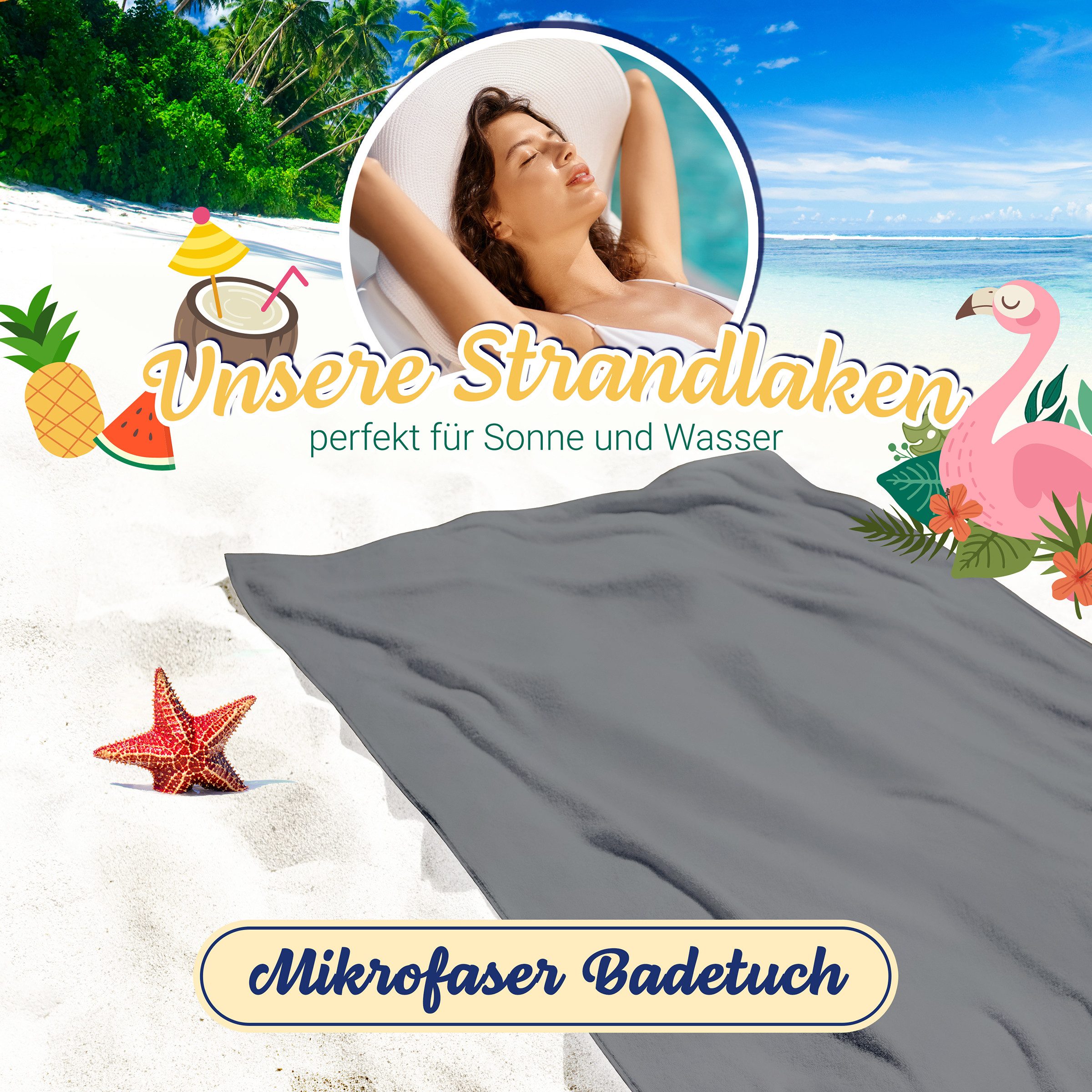ZOLLNER Strandtuch, Mikrofaser (1-St), 90 x 180 cm, 80% Polyester, 20% Poly günstig online kaufen