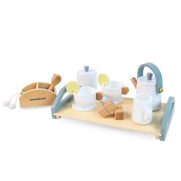 Mamabrum Kinder-Küchenset Großes Holzteeset mit Tablett - 17 Stück