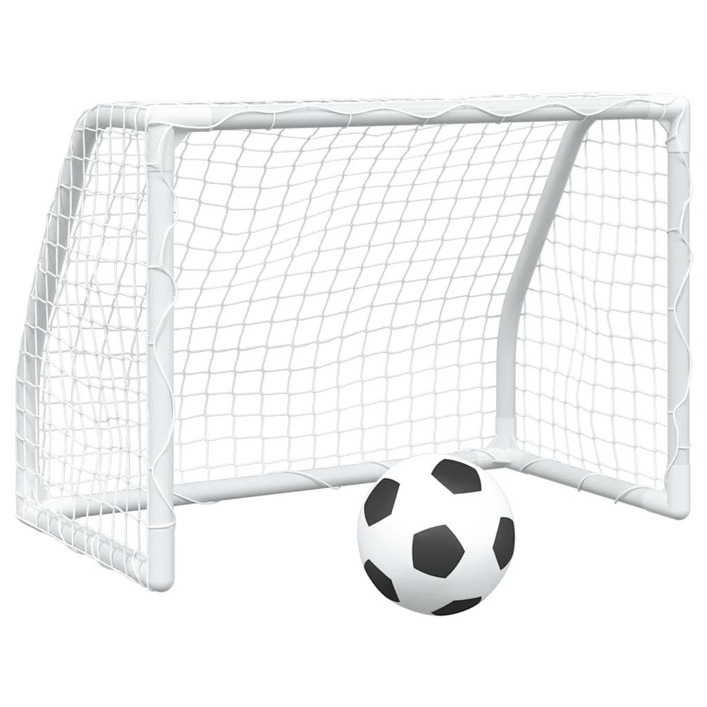 vidaXL Fußballtor Fußballtore für Kinder 2 Stk. mit Ball Weiß 64x35x48 cm Metall