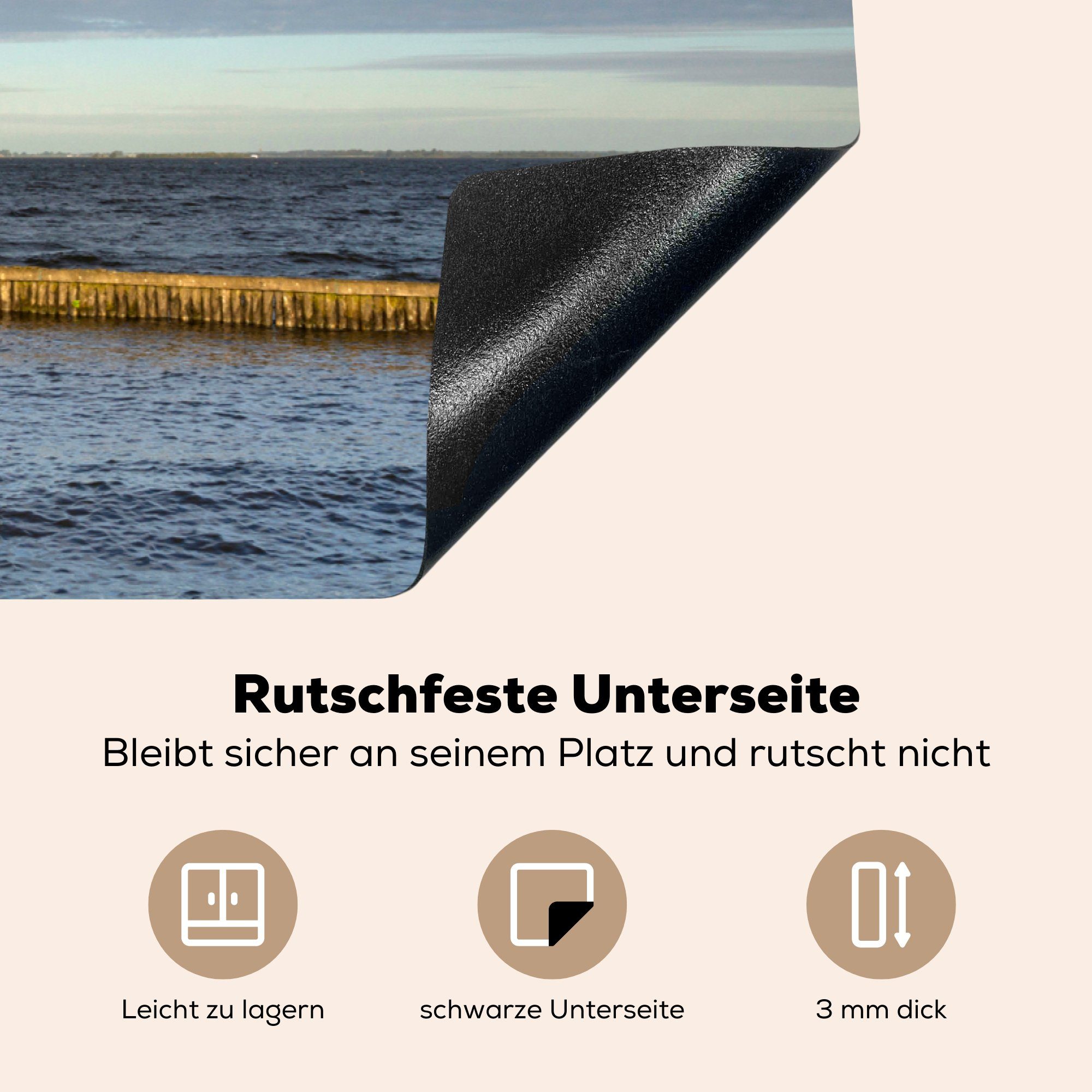 81x52 tlg), Ceranfeldabdeckung Friesland für Vinyl, See, küche, - (1 Schutz Luft MuchoWow cm, die - Induktionskochfeld Herdblende-/Abdeckplatte