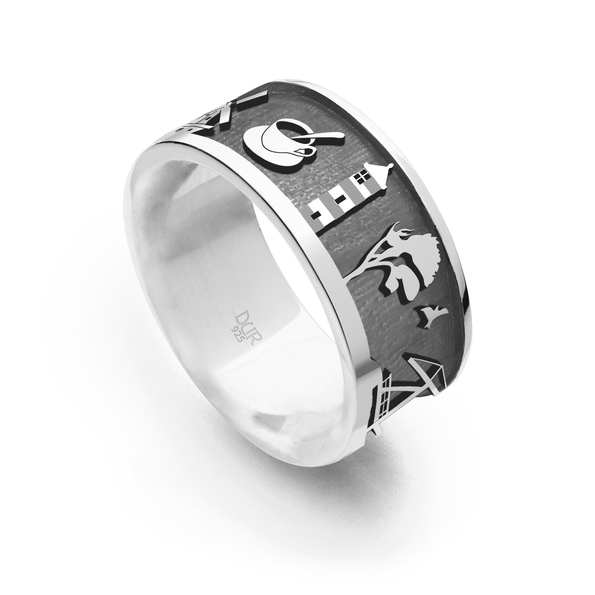 Fingerring DUR Schmuck: Ring "Ostfriesland dunkel", 925er Sterlingsilber, dunkel