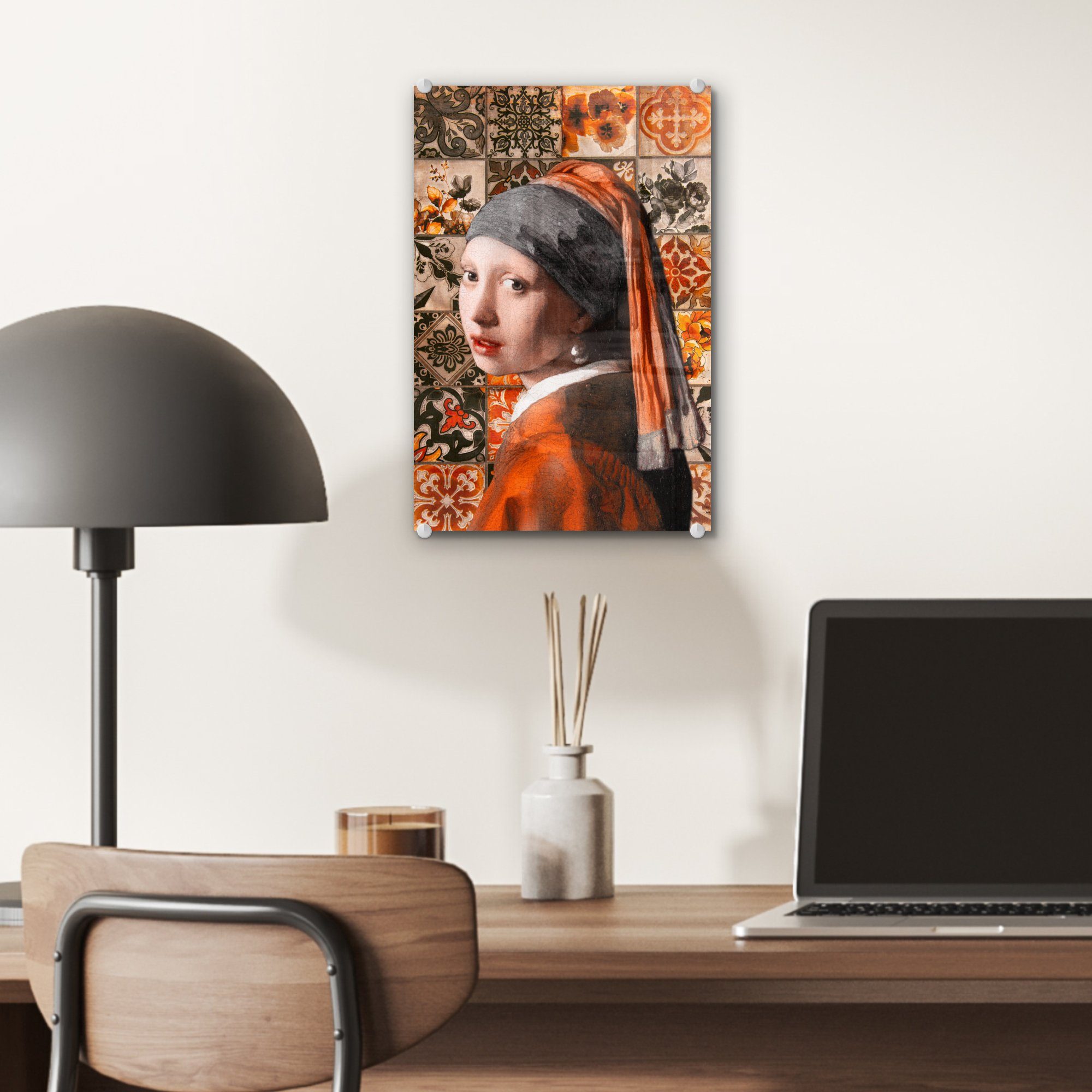 Bilder Vermeer Glasbilder Foto - MuchoWow Acrylglasbild auf - Johannes St), (1 - Glas mit Perlenohrring auf Mädchen Ölgemälde, Wanddekoration - Glas Wandbild -