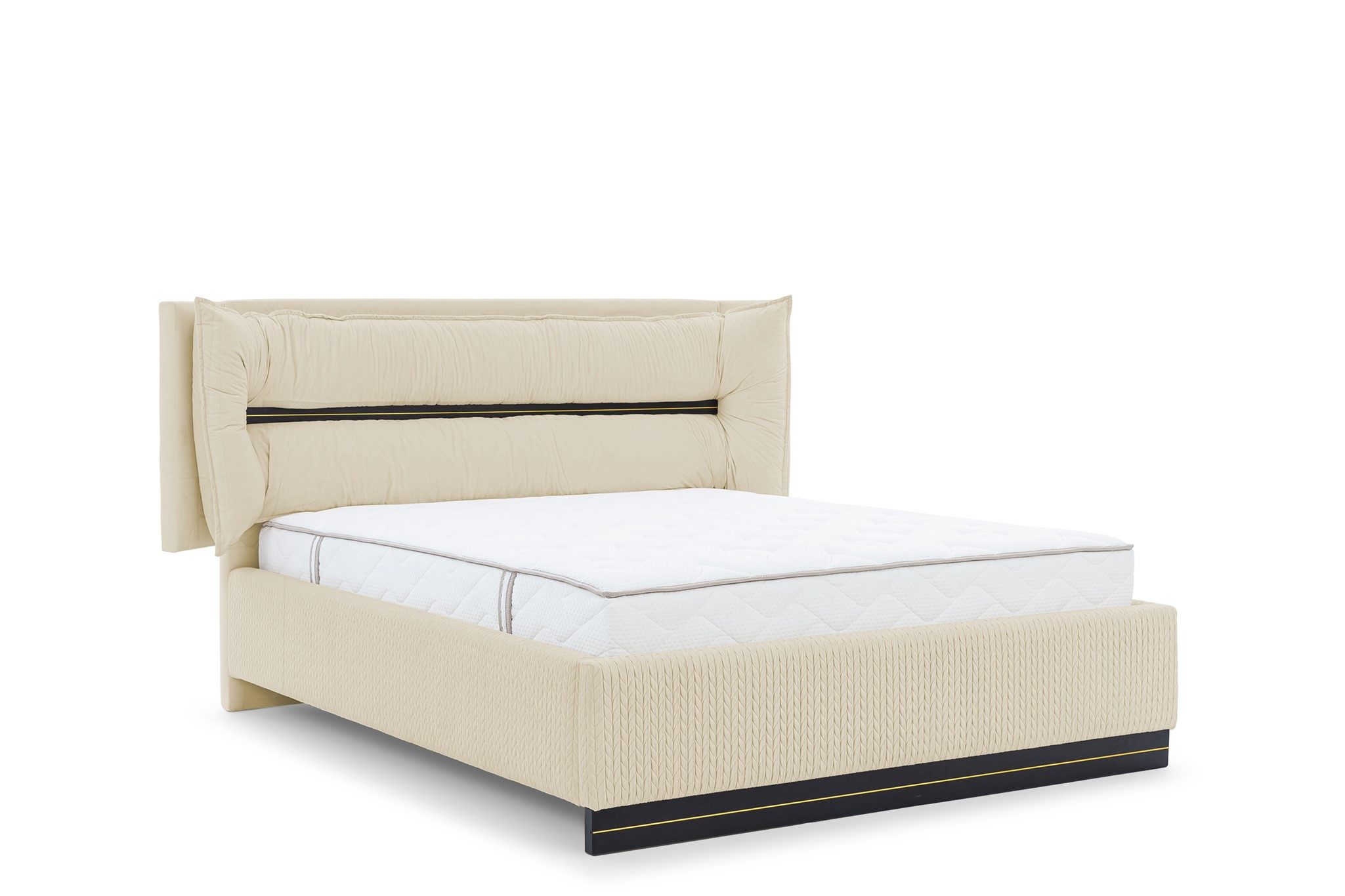 Fun Möbel Polsterbett Schlafzimmerbett HAMILTON Stoff Magic Velvet (mit Bettkasten, mit oder ohne Matratze), Gepolstertes Kopfteil