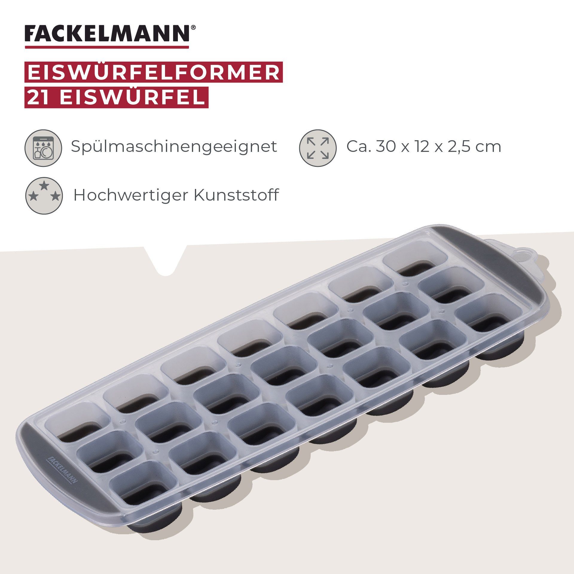 FACKELMANN Eiswürfelform Eiswürfelform, Ice Cube Tray, Gefriermulde, Eiskubikformer