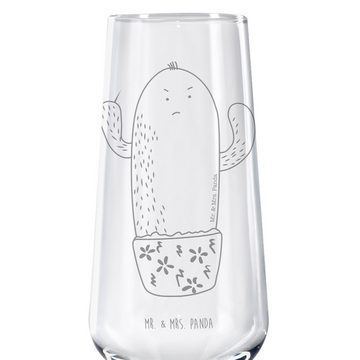 Mr. & Mrs. Panda Sektglas Kaktus Wut - Transparent - Geschenk, Kollegin, Sektglas, Spülmaschine, Premium Glas, Persönliche Gravur