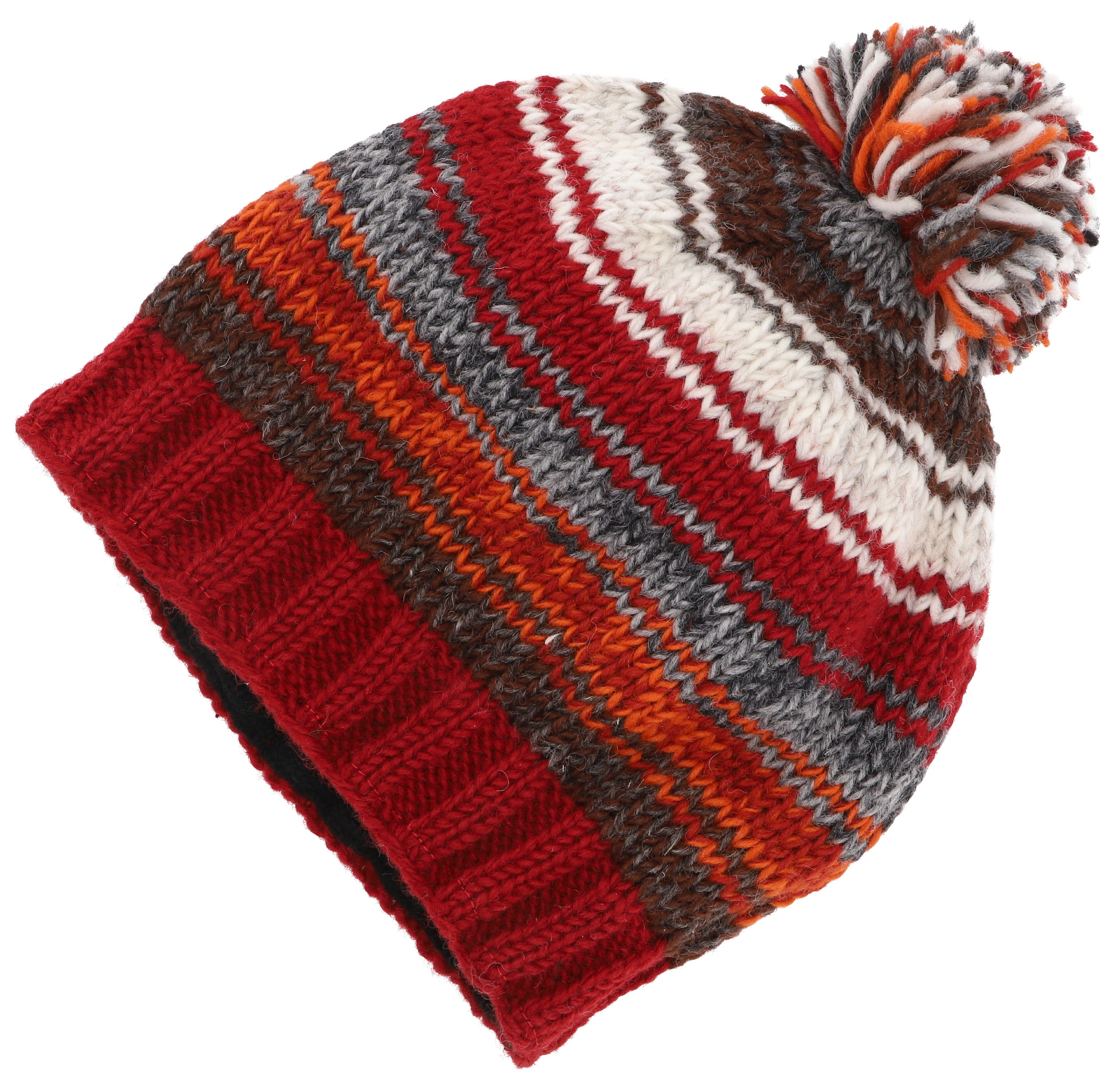 Strickmütze Handgestrickte Wollmütze, gestreifte..