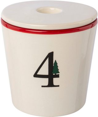 Creativ deco Kerzenhalter Stabkerzenhalter für die Adventszeit, Weihnachtsdeko (Set, 4 St), Becher aus Keramik mit Cover 1 bis 4, Höhe ca. 10 cm, Adventsleuchter