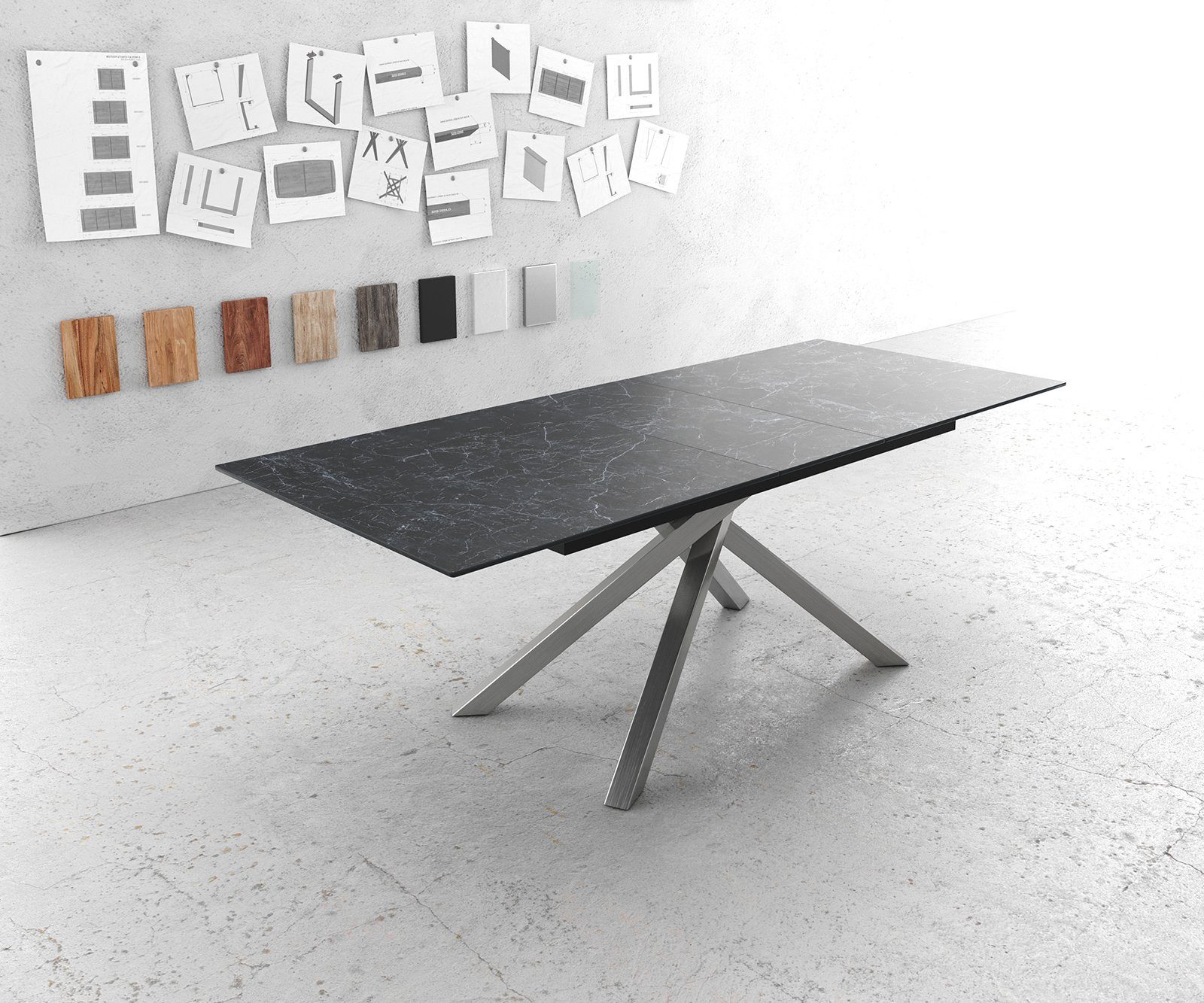 DELIFE Esstisch Edge, Laminam® Keramik Grau günstig online kaufen