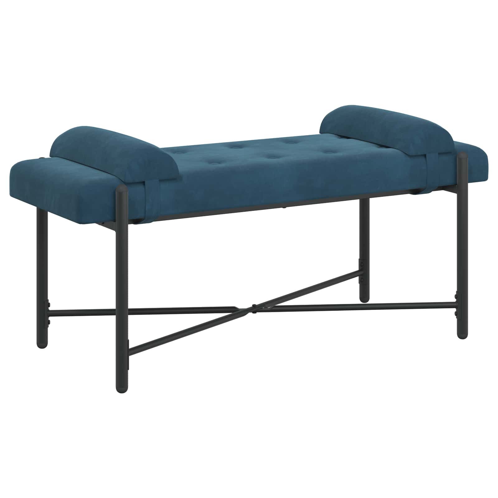 vidaXL Sitzbank Knopfgepolsterte Bank mit Kissen Blau 110 x 40 x 46 cm Samt (1-St)