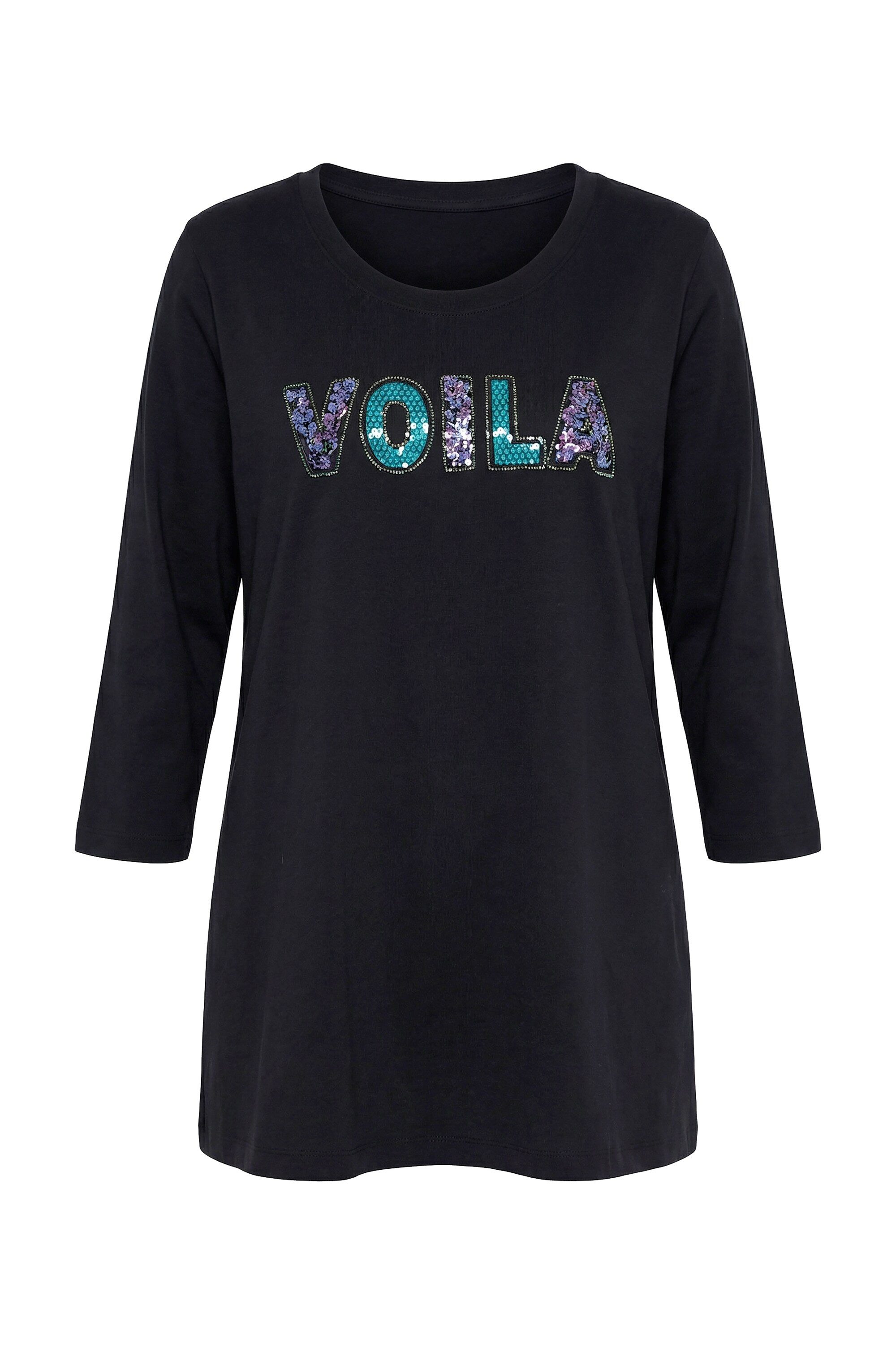 T-Shirt T-Shirt A-Linie VOILA Applikation 3/4-Ärmel