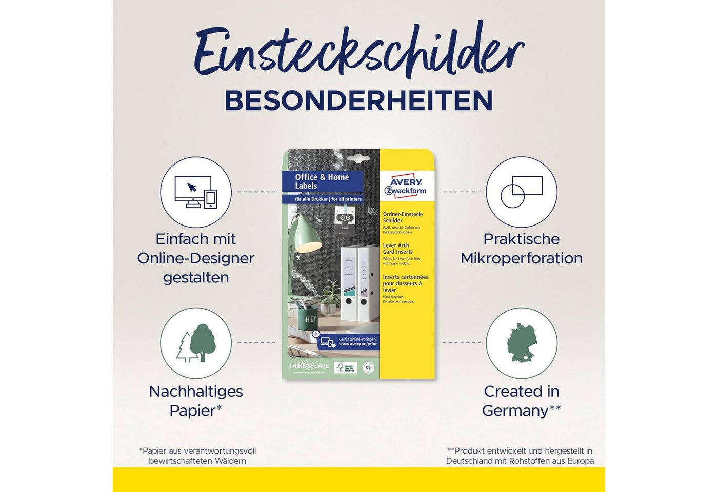 Thumbnail - Avery Zweckform Etikettenpapier AVERY Zweckform C32267-10 Ordnerrücken Einsteckschilder