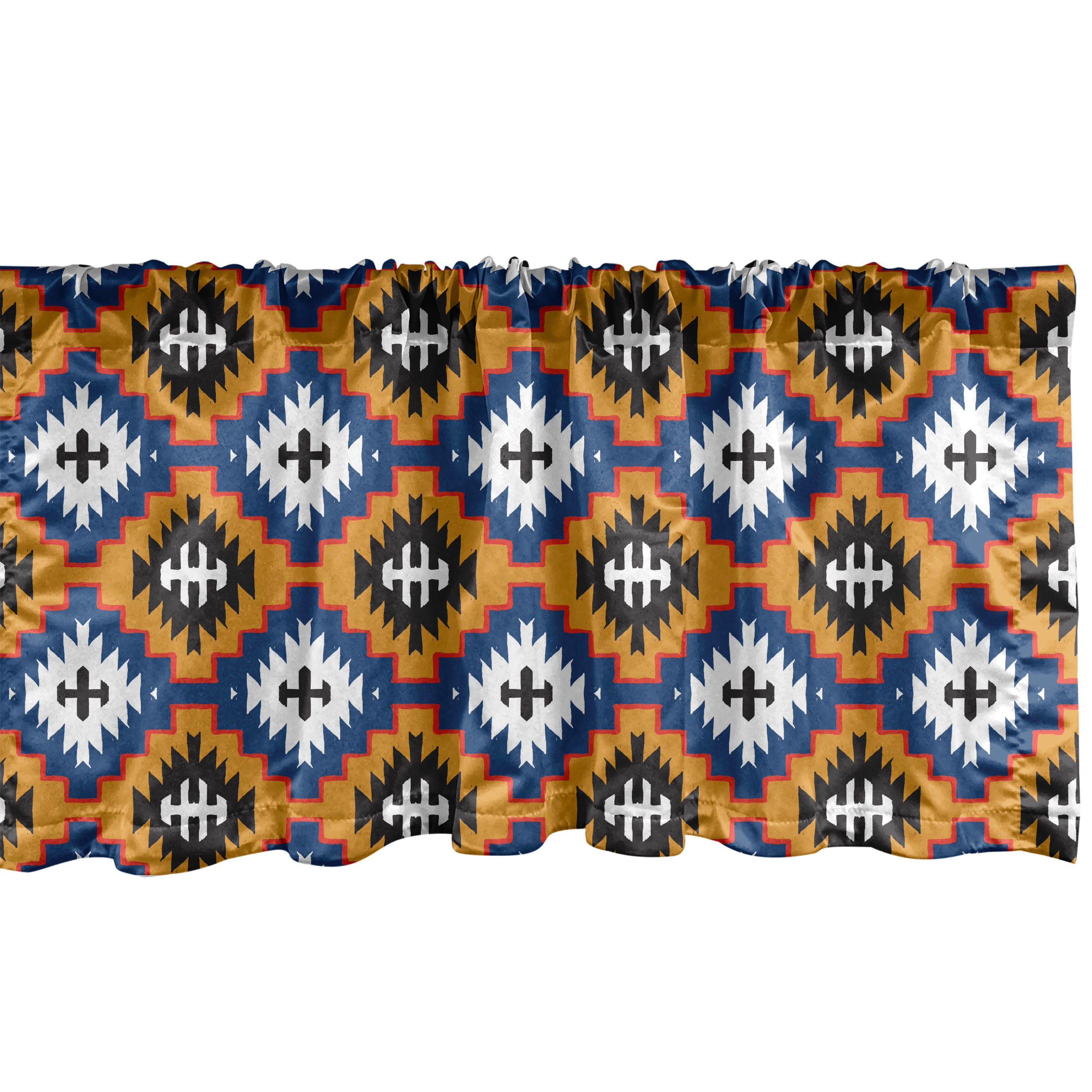 Scheibengardine Vorhang Volant für Küche Schlafzimmer Dekor mit Stangentasche, Abakuhaus, Microfaser, Mexican Drucken Simplistic Ethnic Art