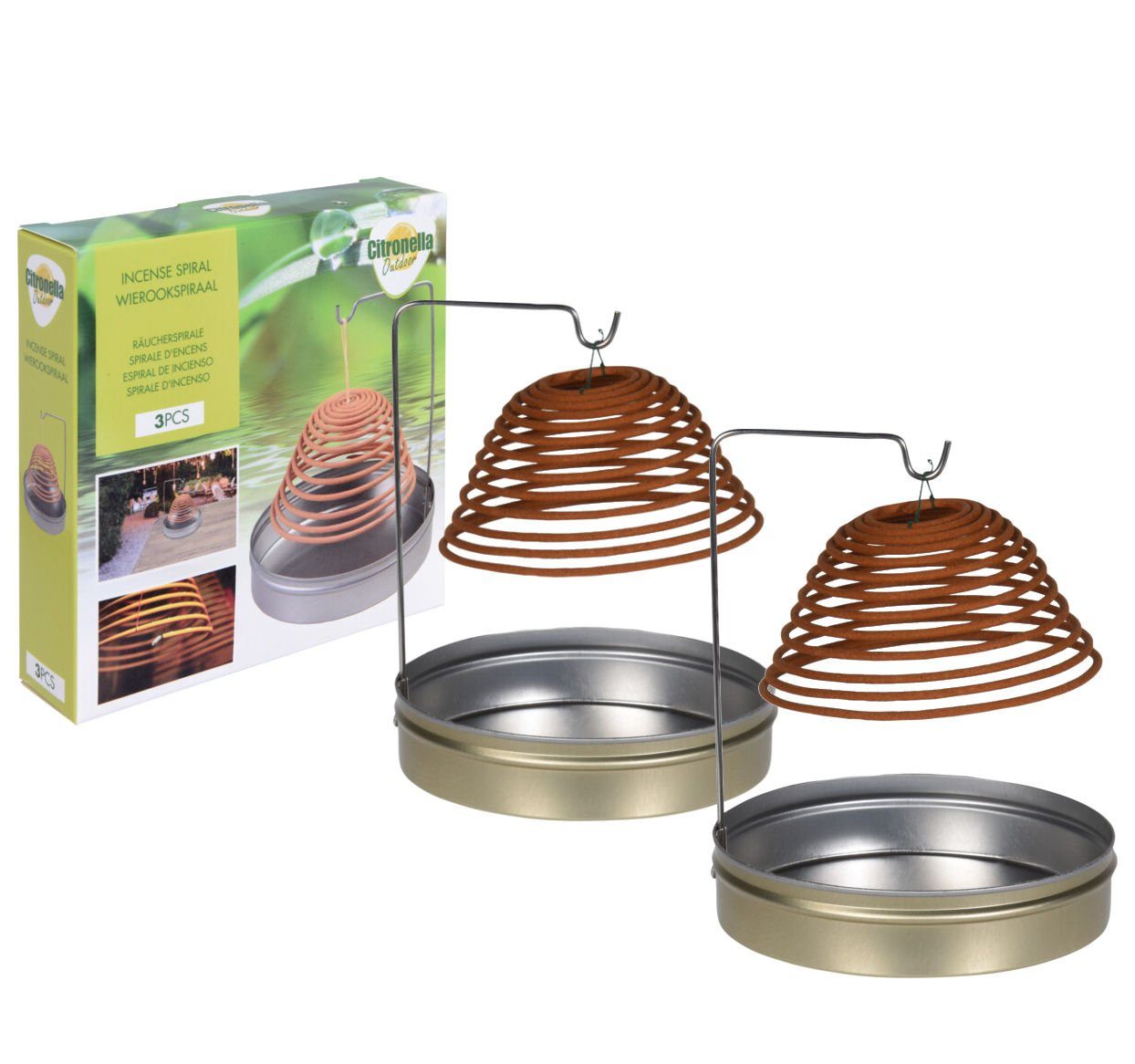 Spetebo Räucherstäbchen-Halter Citronella Räucherspirale 6 Stück + 2 Halterungen, (6 St), Mücken Abwehr Insekten Schutz Zitronengrad Räucherstäbchen