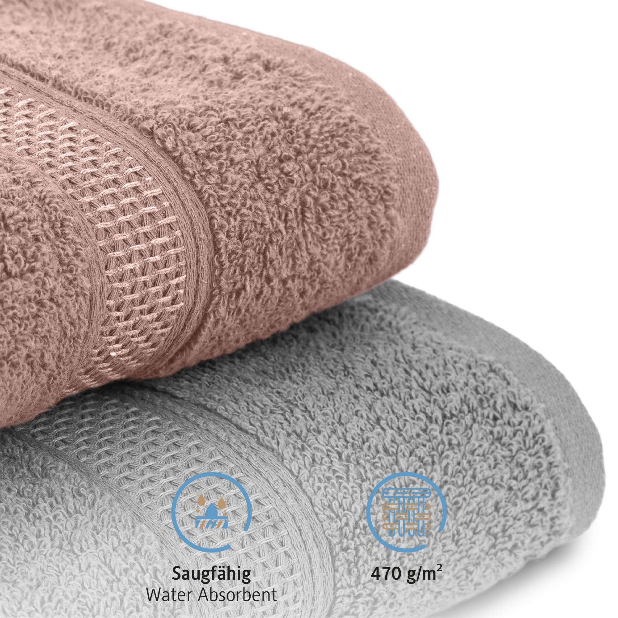 Komfortec Badetücher 100% Baumwolle, 470 g/m², Frottee (4-St), Handtücher 70x140 cm Set, Weich – Bild 4 von 5